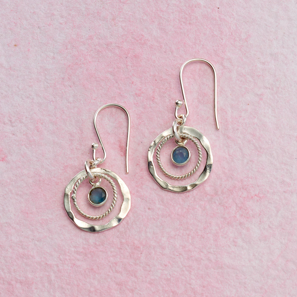 Hammered Sterling Silver and Apatite Earrings、mySite、topwebapps