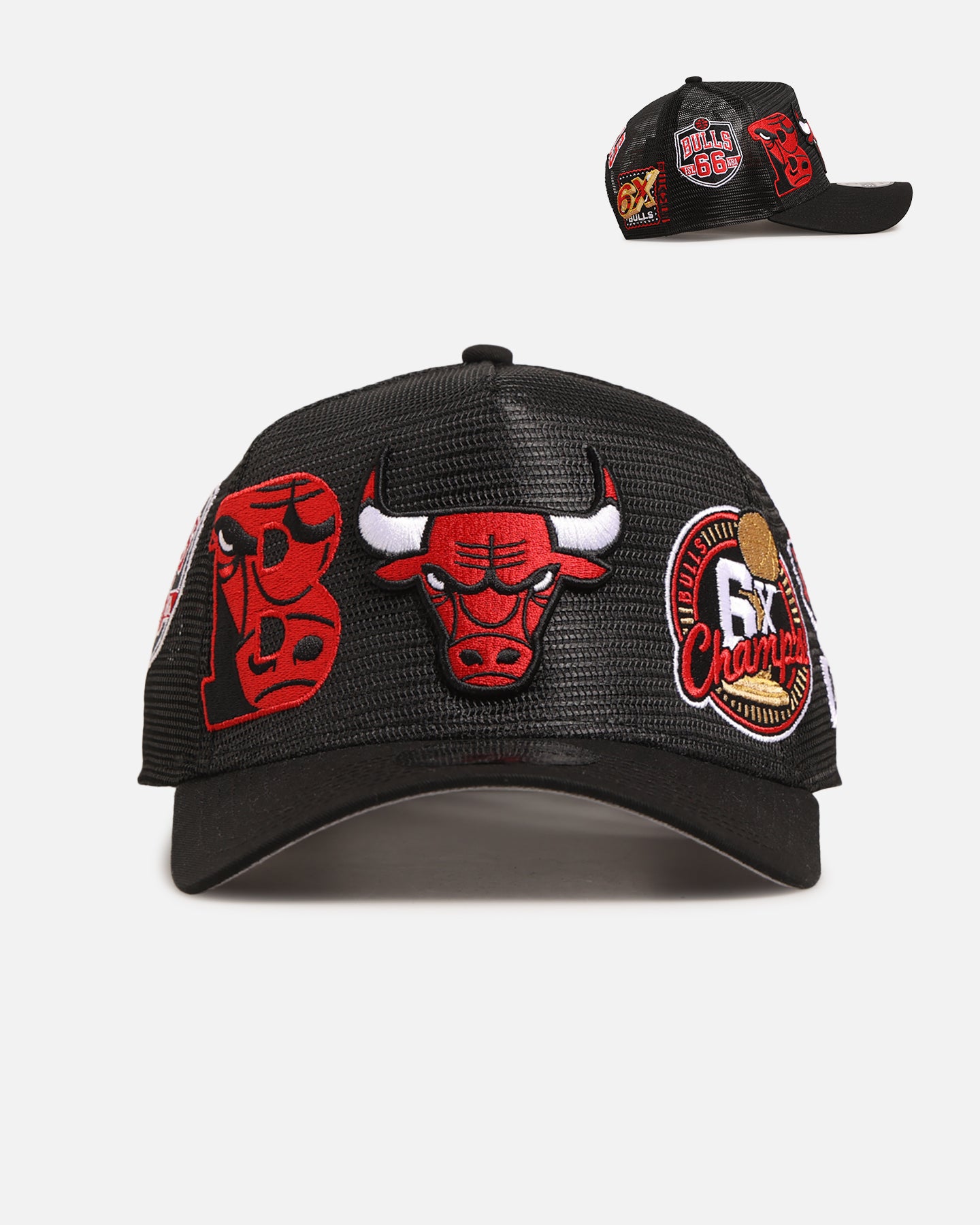 New Era Chicago Bulls 'Mesh Crown All Over Logos' 9FORTY A-Frame Snapback Official Team Colour、mySite、zt4zffjzw