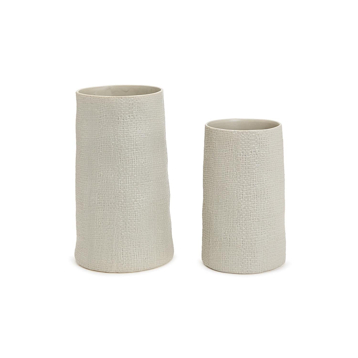  Set of 2 Shitake Beige Tall Ceramic Cylinder Vase、mySite、elrpsem3k