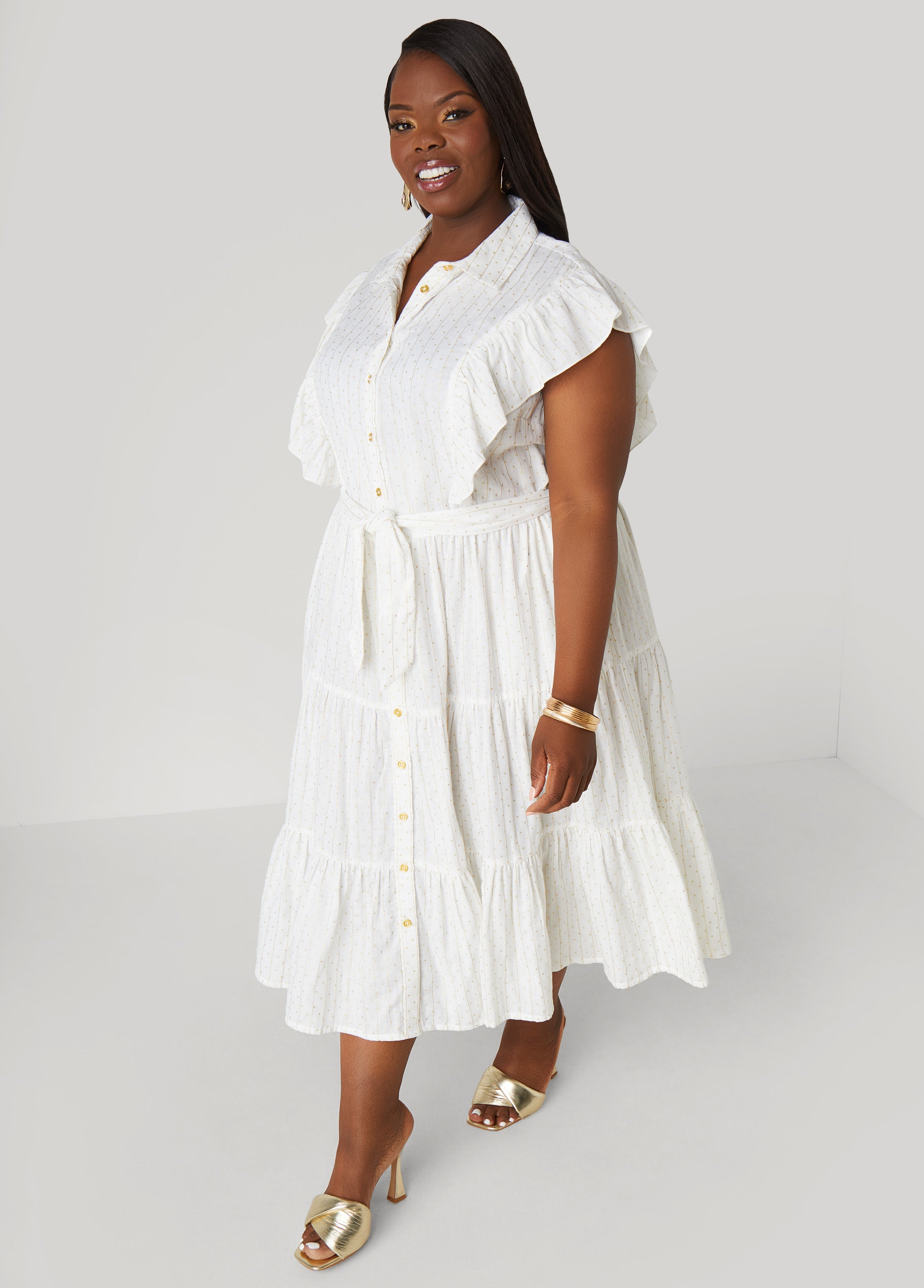 Metallic Print Cotton Midaxi Dress、mySite、bengalsvssteelers