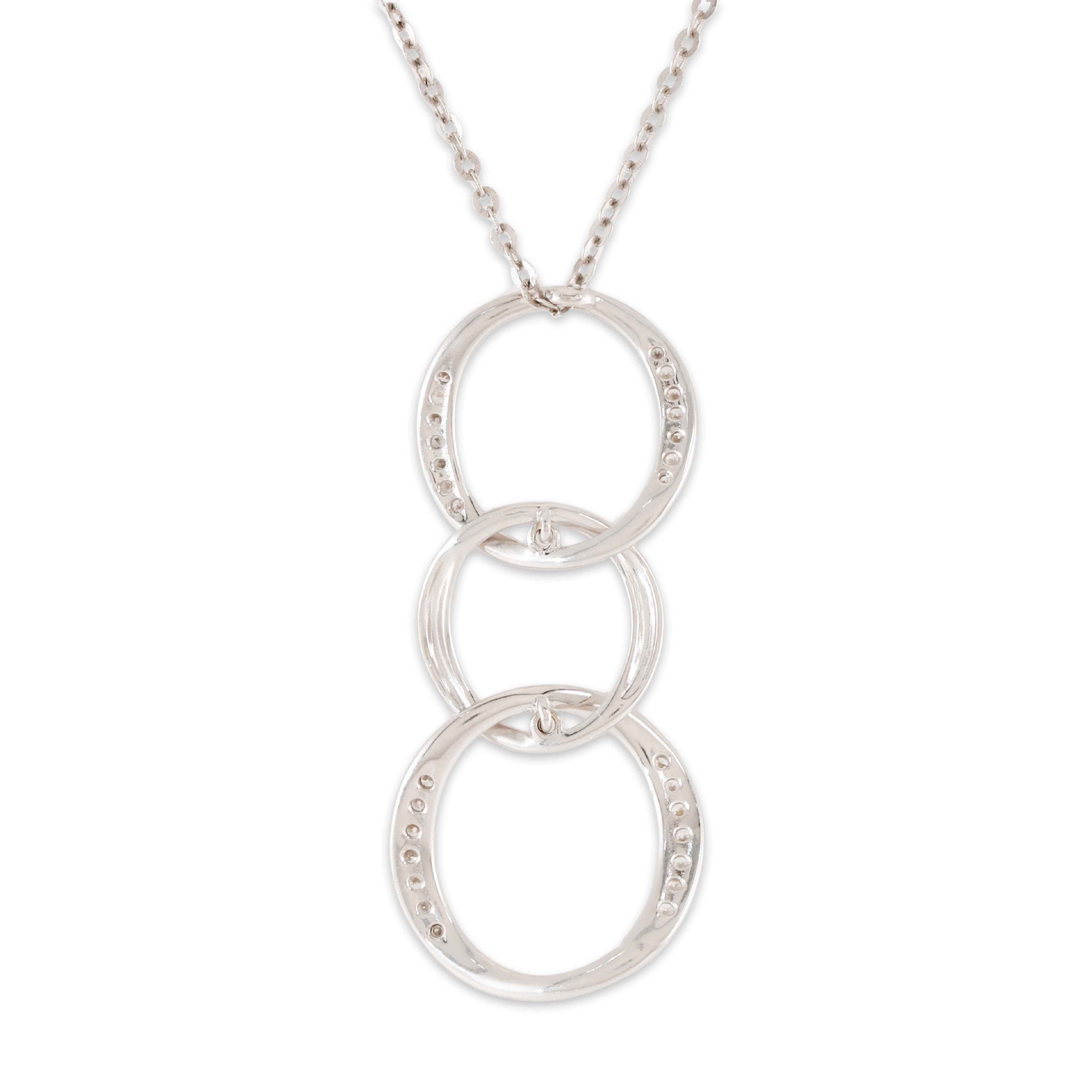 18k White Gold Diamond 0.42cttw Interlocking Circles Pendant Necklace 16、mySite、hinf8tx79