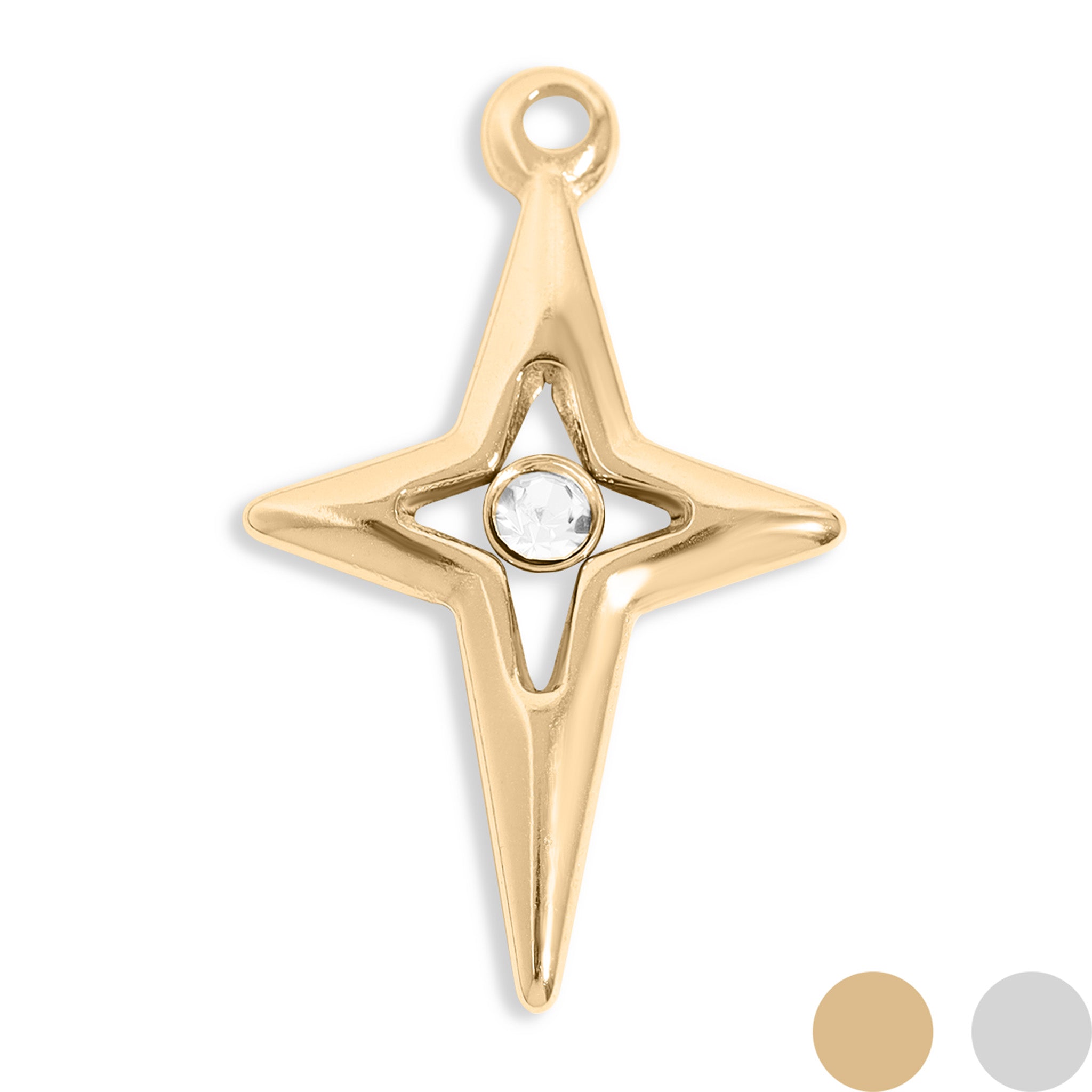 18K Gold PVD Stainless Steel Compass Star Charm / PDL0196、mySite、dreamappss