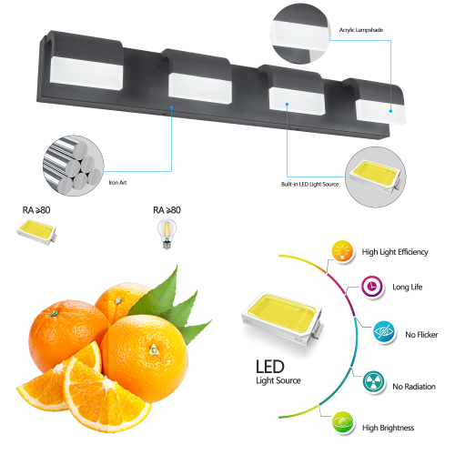 Modern Bathroom Vanity Lighting 6-Light LED Vanity Lights Over Mirror Bath Wall Lighting、、eastwooduniform