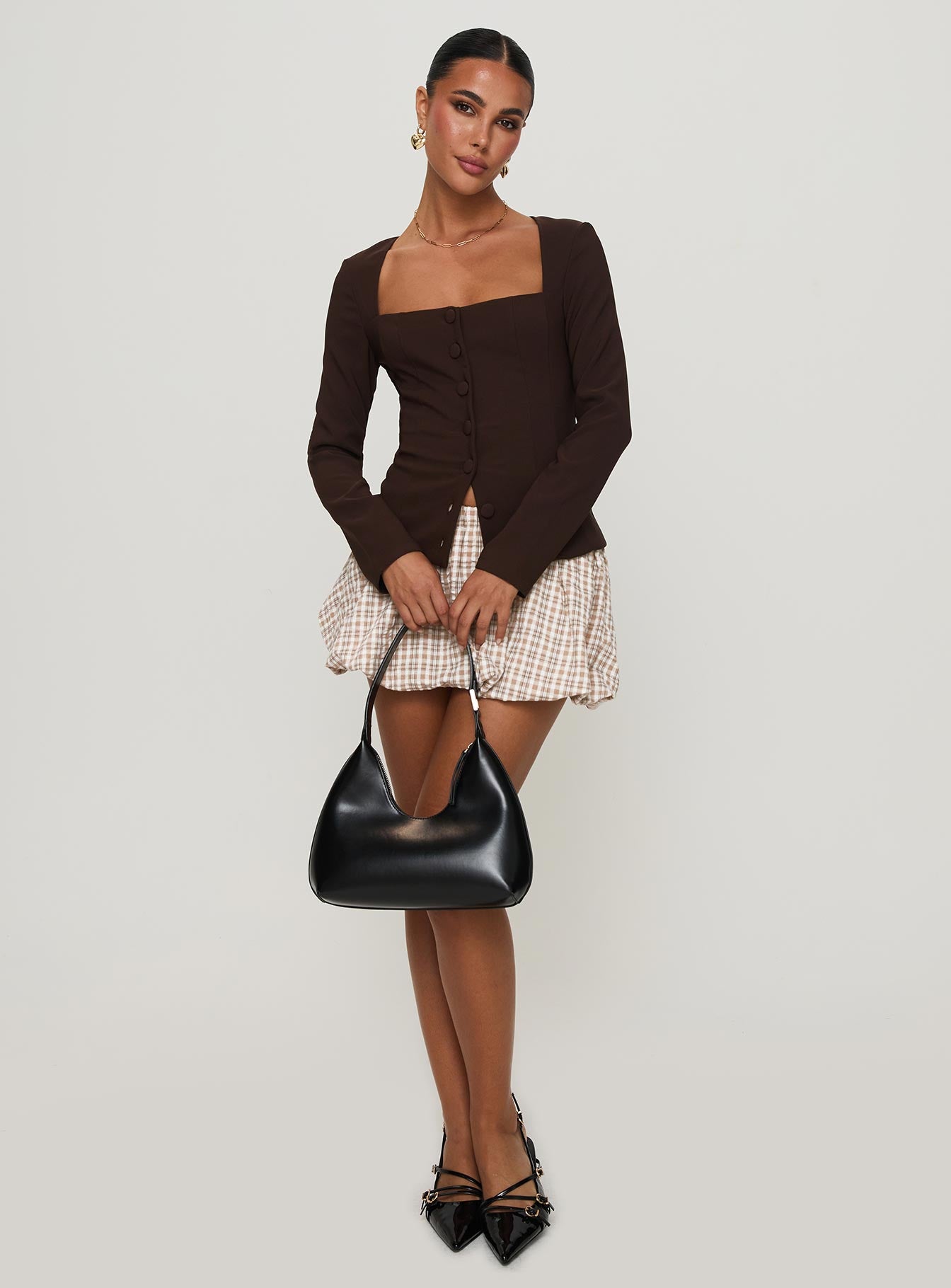 Gaskin Long Sleeve Top Brown、mySite、solidvoid