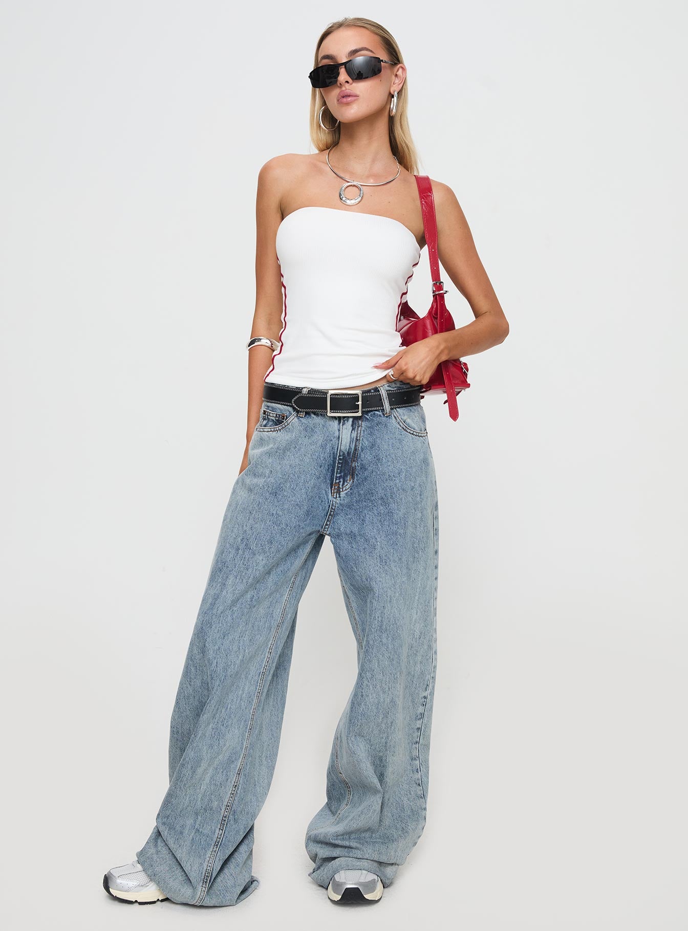 Simpi Strapless Top White/Red、mySite、solidvoid