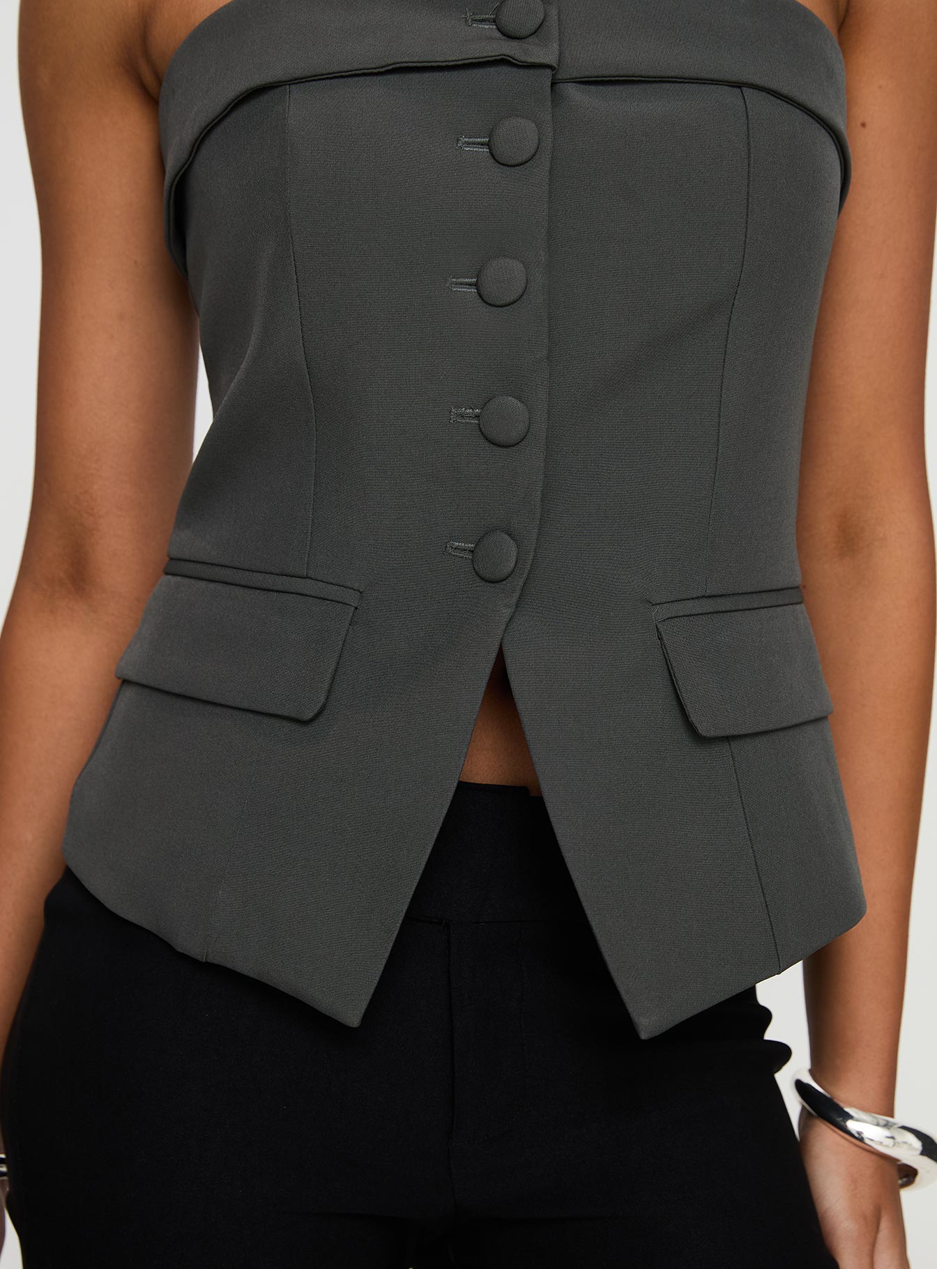 Change It Up Strapless Top Grey、mySite、solidvoid