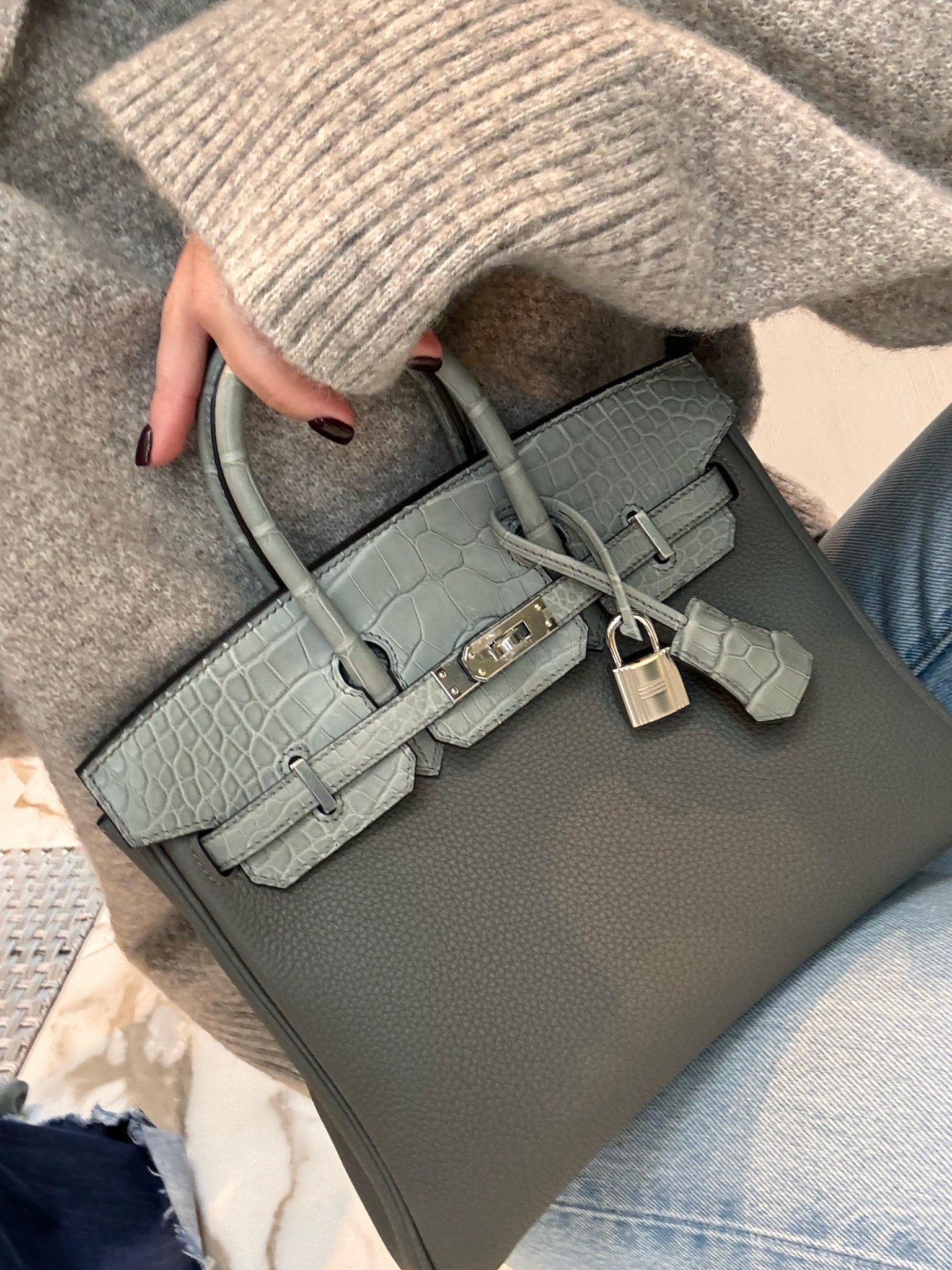 Hermès Touch Birkin 25 Gris Meyer Togo and Gris Cement Matte Alligator Palladium Hardware、mySite、garminoutage.com