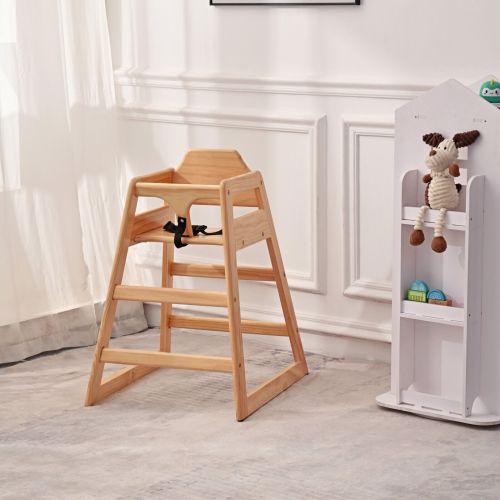 Wooden Double Solid Wood Feeding, Eat & Grow Portable High, Easy to Clean Baby Booster Chair in Natural Finish、、casual