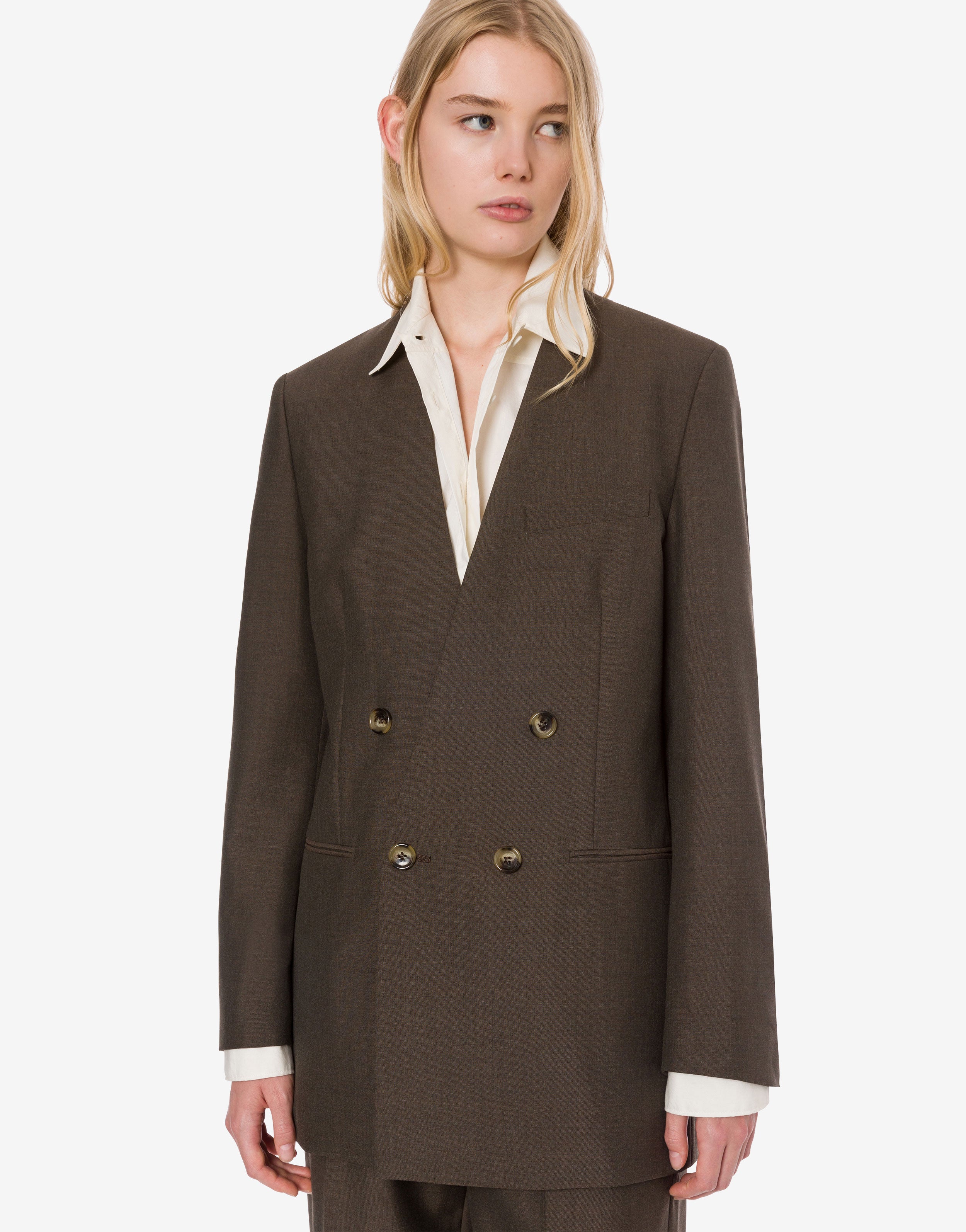 Giacca doppiopetto in fresco di misto lana、mySite、aoinhome