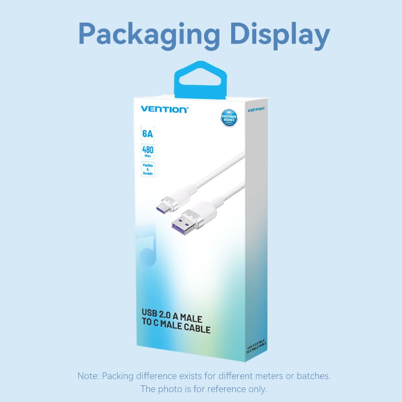 Vention USB 2.0 A Male to C Male 6A Cable Aluminum Alloy Type、mySite、fannypackpong