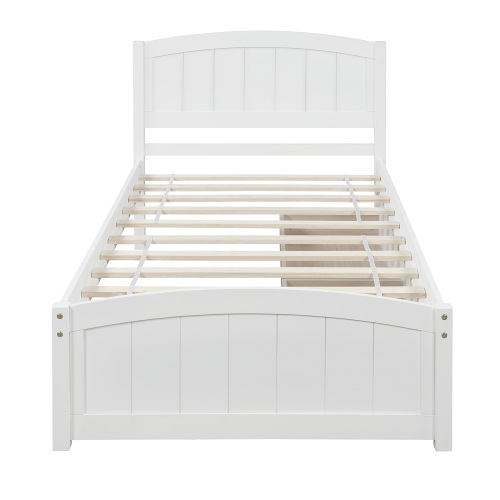 Twin size Platform Bed with Two Drawers, White、、casual