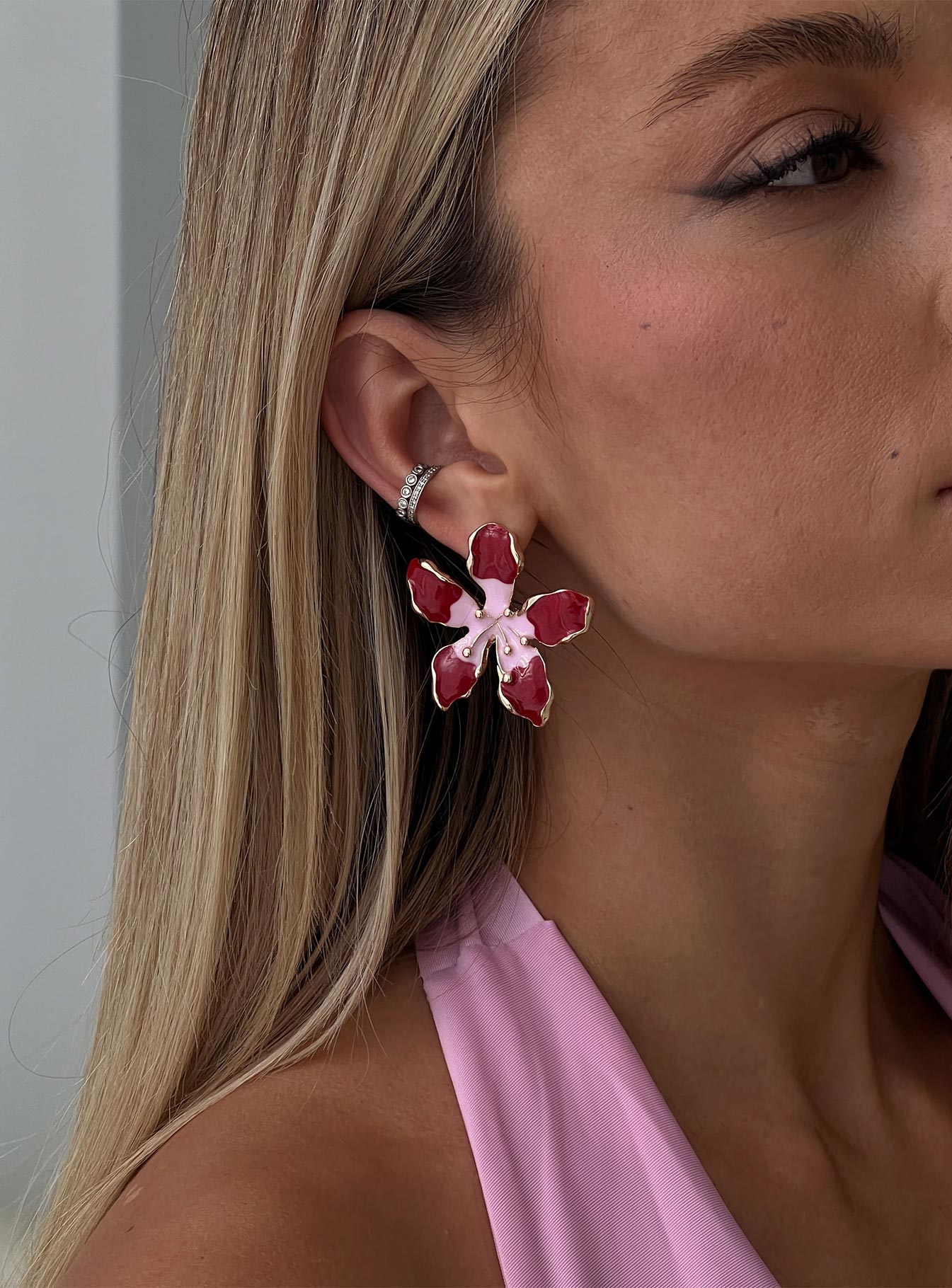 Ysabelle Flower Earrings Pink / Red、mySite、solidvoid
