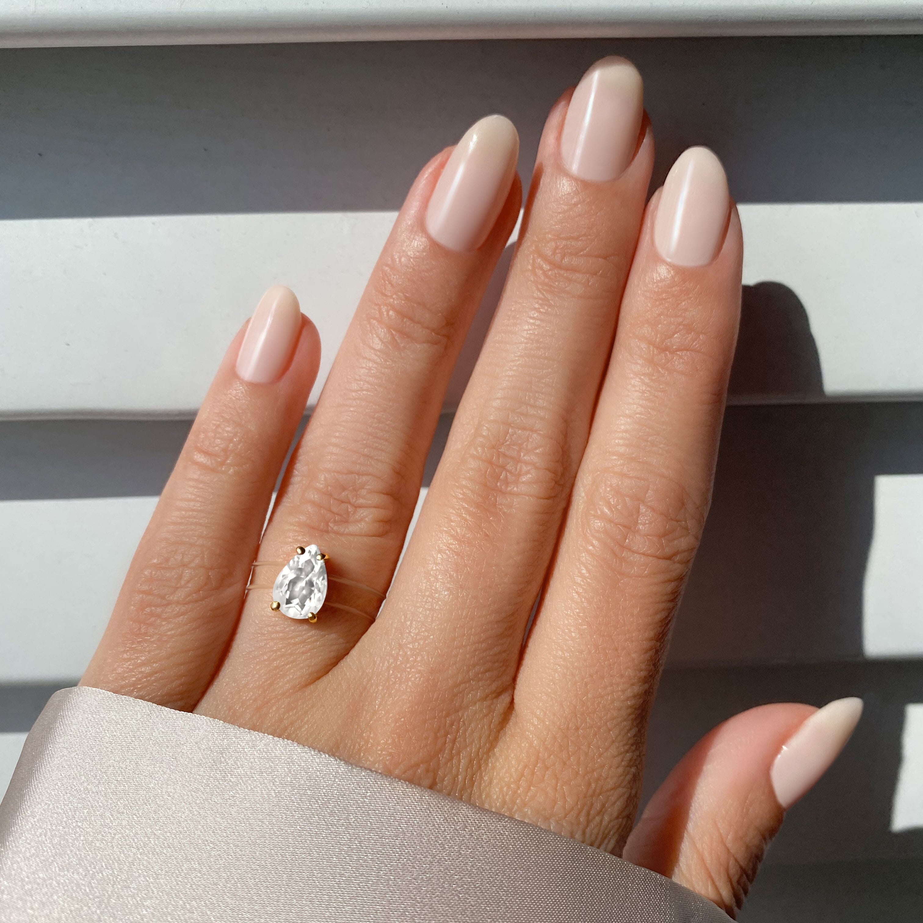 White Topaz Ring Floating Sway - April Birthstone、mySite、hinf8tx79