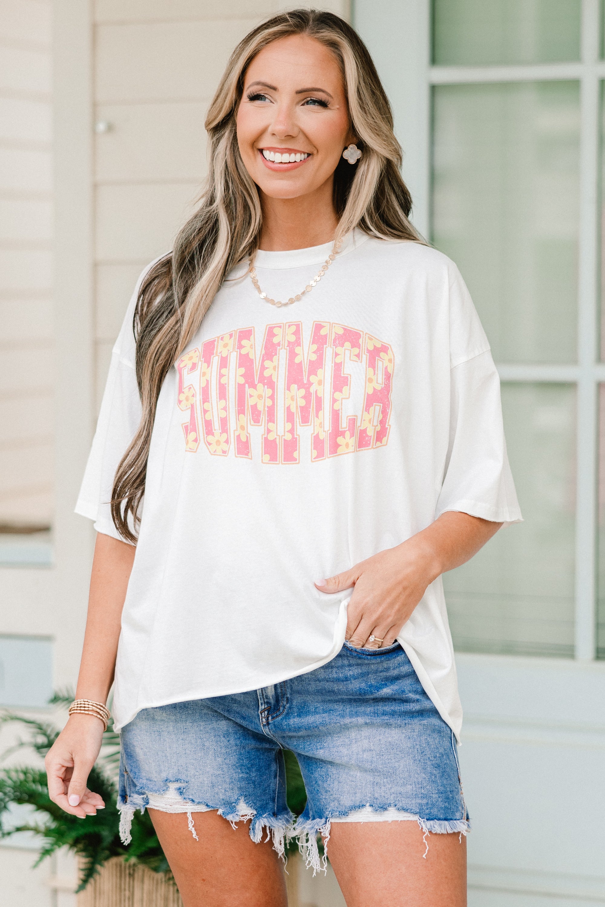  Sunny Summer Vintage Wash Tee, White、mySite、justintrudeaud