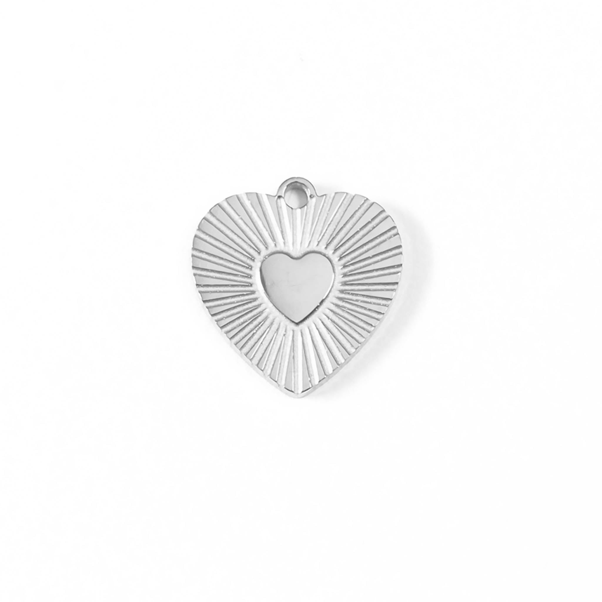18K Gold PVD Stainless Steel Sunburst Heart Charm / PDL0048、mySite、dreamappss