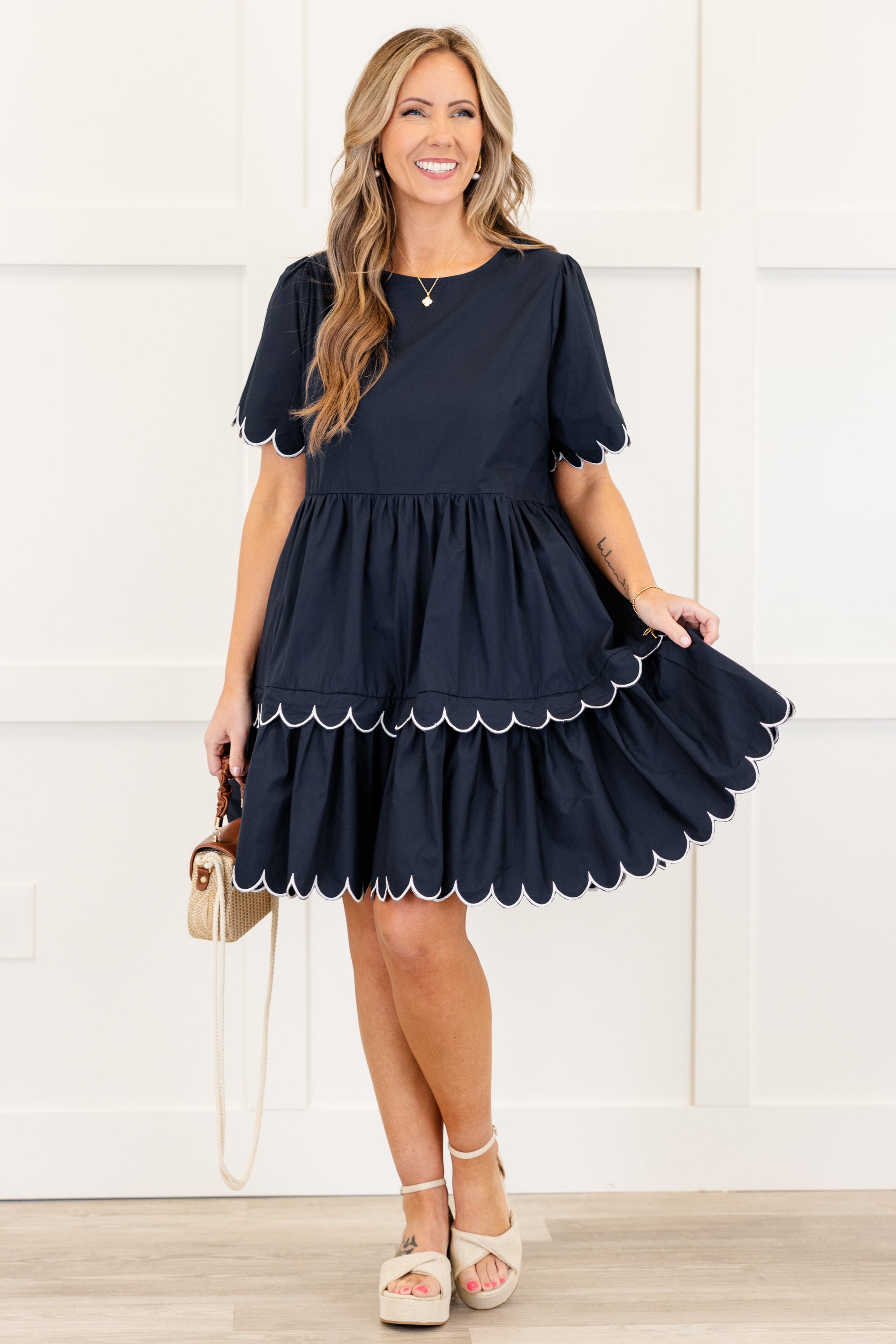  Hummingbird's Haven Dress, Navy、mySite、justintrudeaud