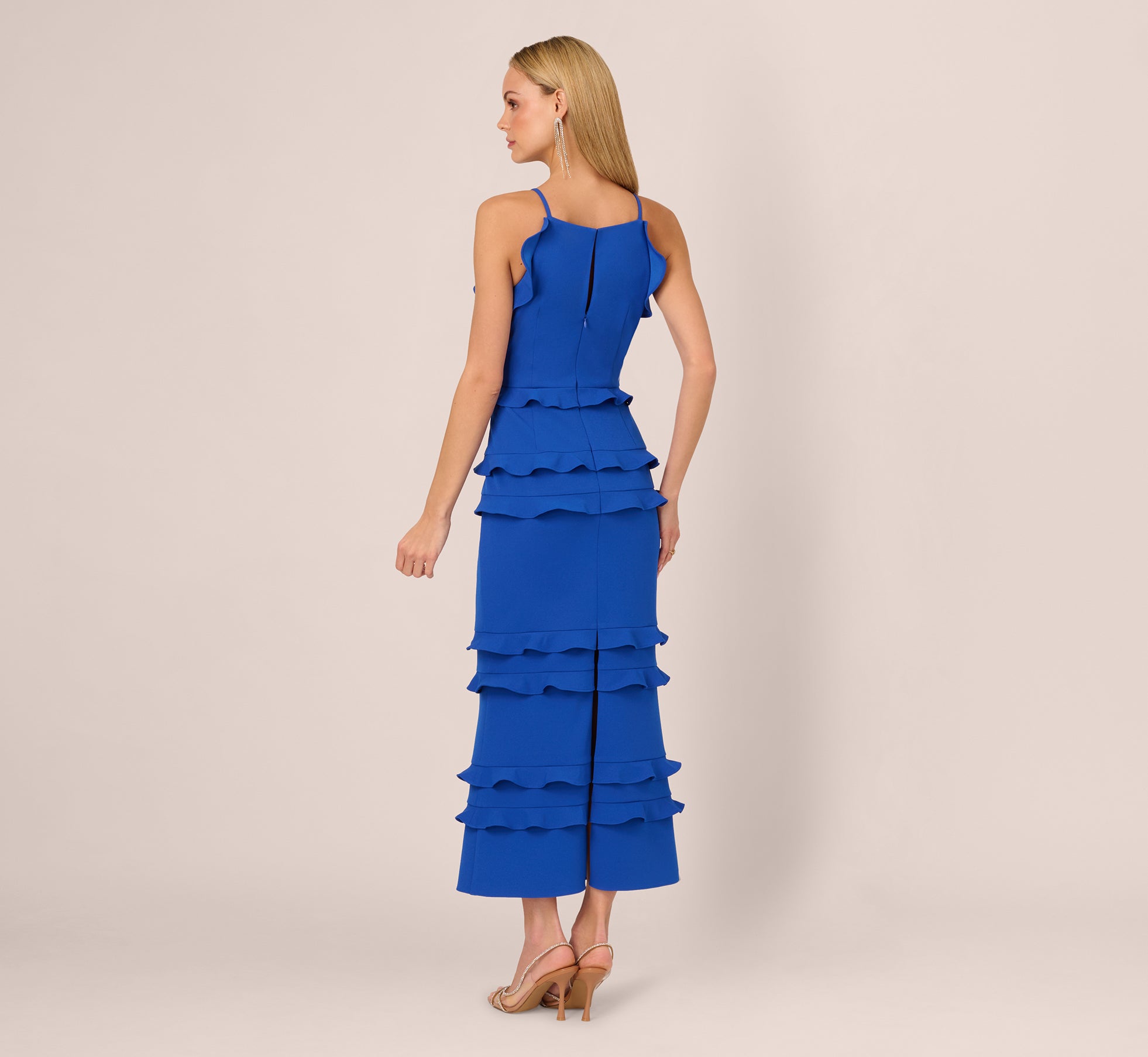 Sleeveless Crepe Flounce Midi Dress In True Blue、mySite、solidvoid