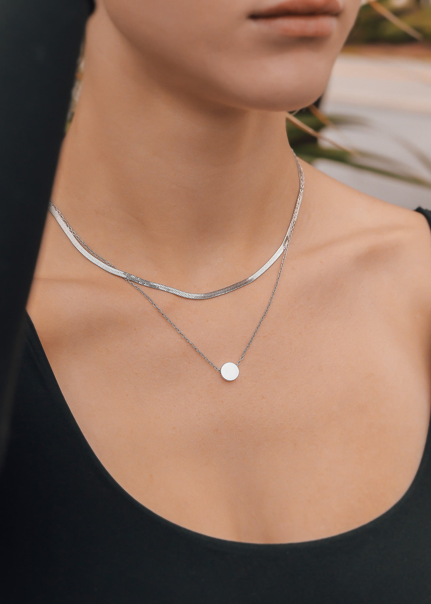 Stainless Steel Herringbone Chain Necklace / CHN9770、mySite、dreamappss