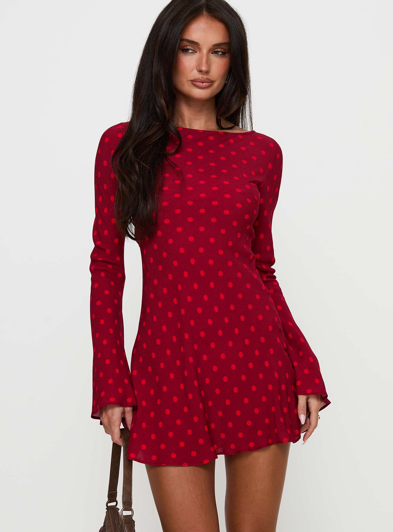 Good Graces Long Sleeve Mini Dress Red Dot、mySite、solidvoid