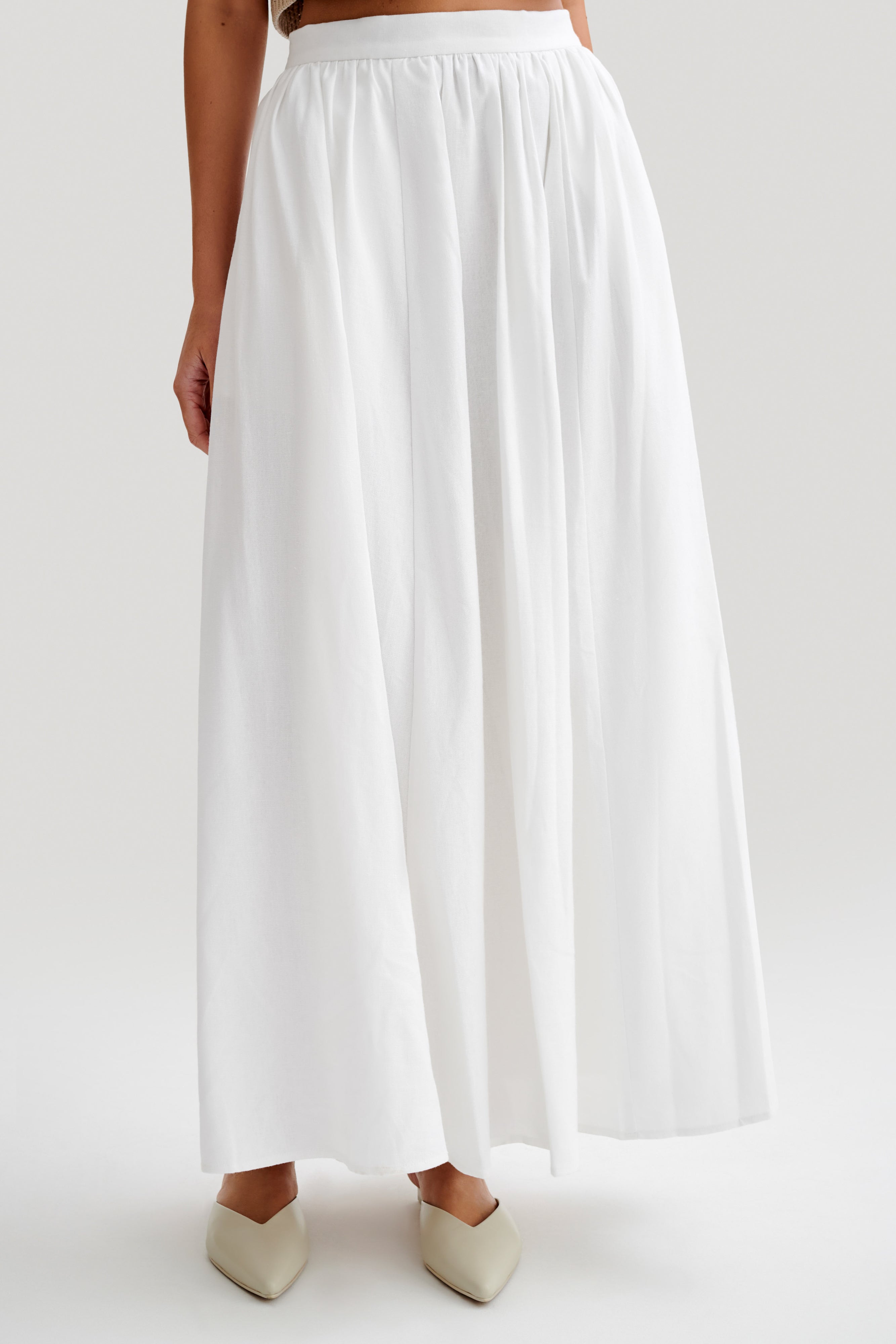 Clarence Linen A-Line Maxi Skirt - White、mySite、solidvoid
