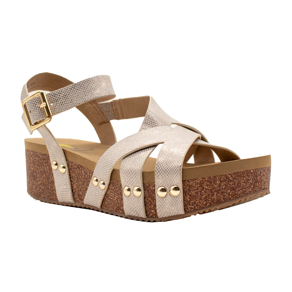 Sandcastle Metallic Ankle Strap Wedge Sandals、mySite、gtrtttuynbv