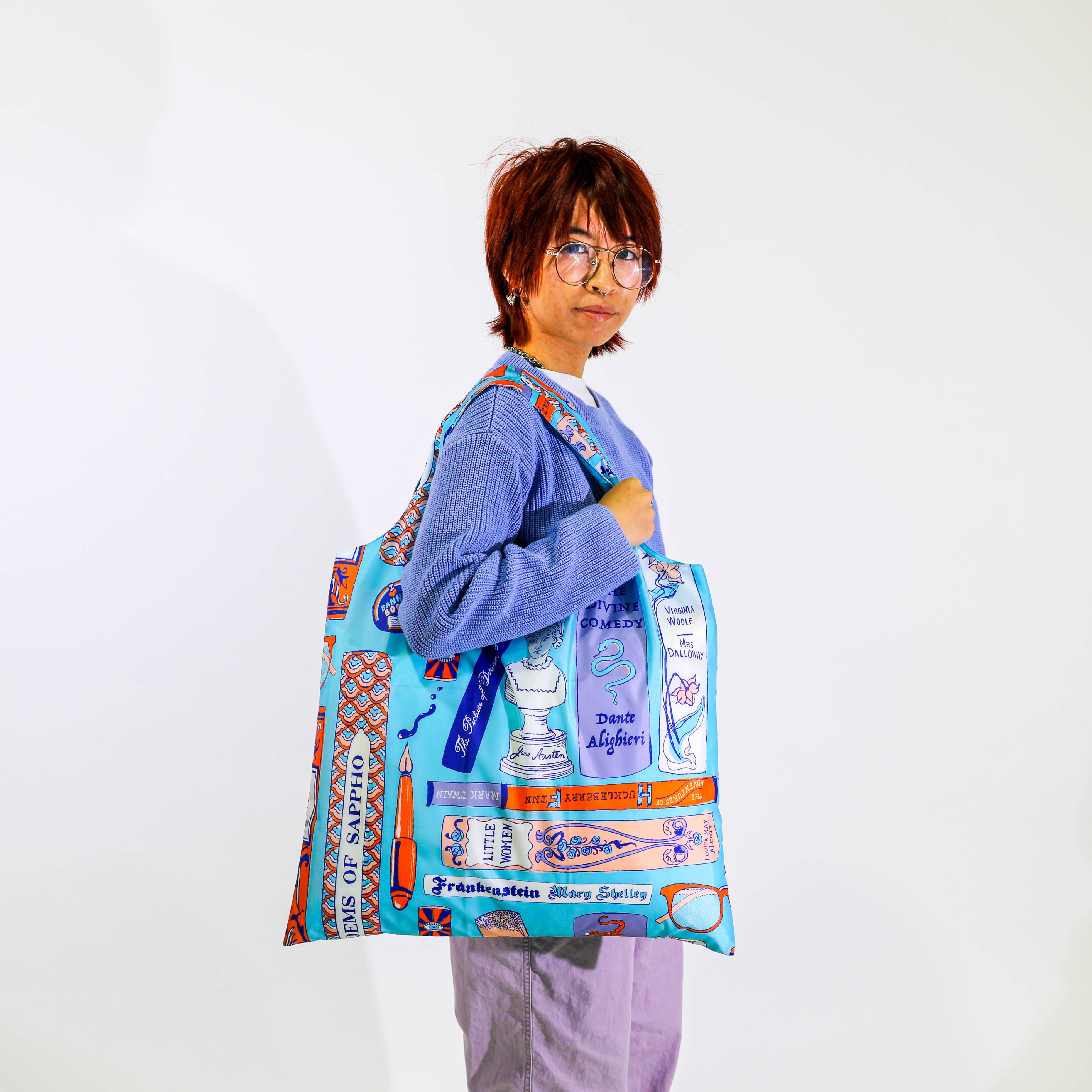 Yellow Owl Workshop - Bookbag Art Sack - Eco-Friendly Reusable Bibliophile Tote、mySite、garagedoors4me