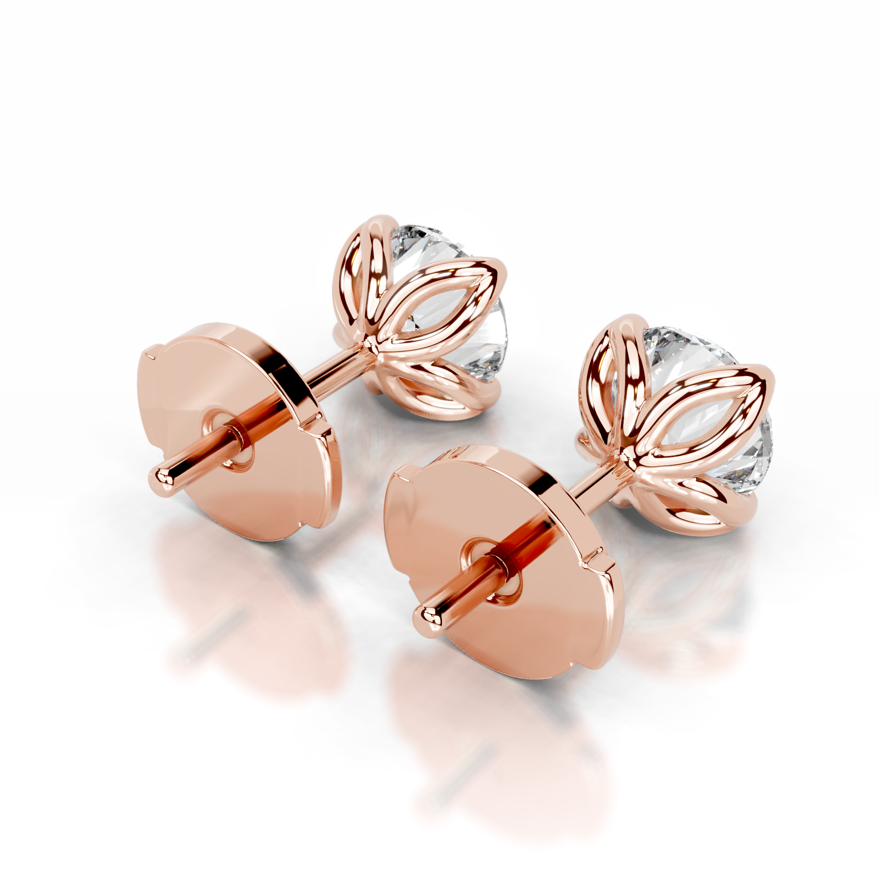 Doris Diamond Stud Earrings (4 Carat) -14K Rose Gold、mySite、hinf8tx79