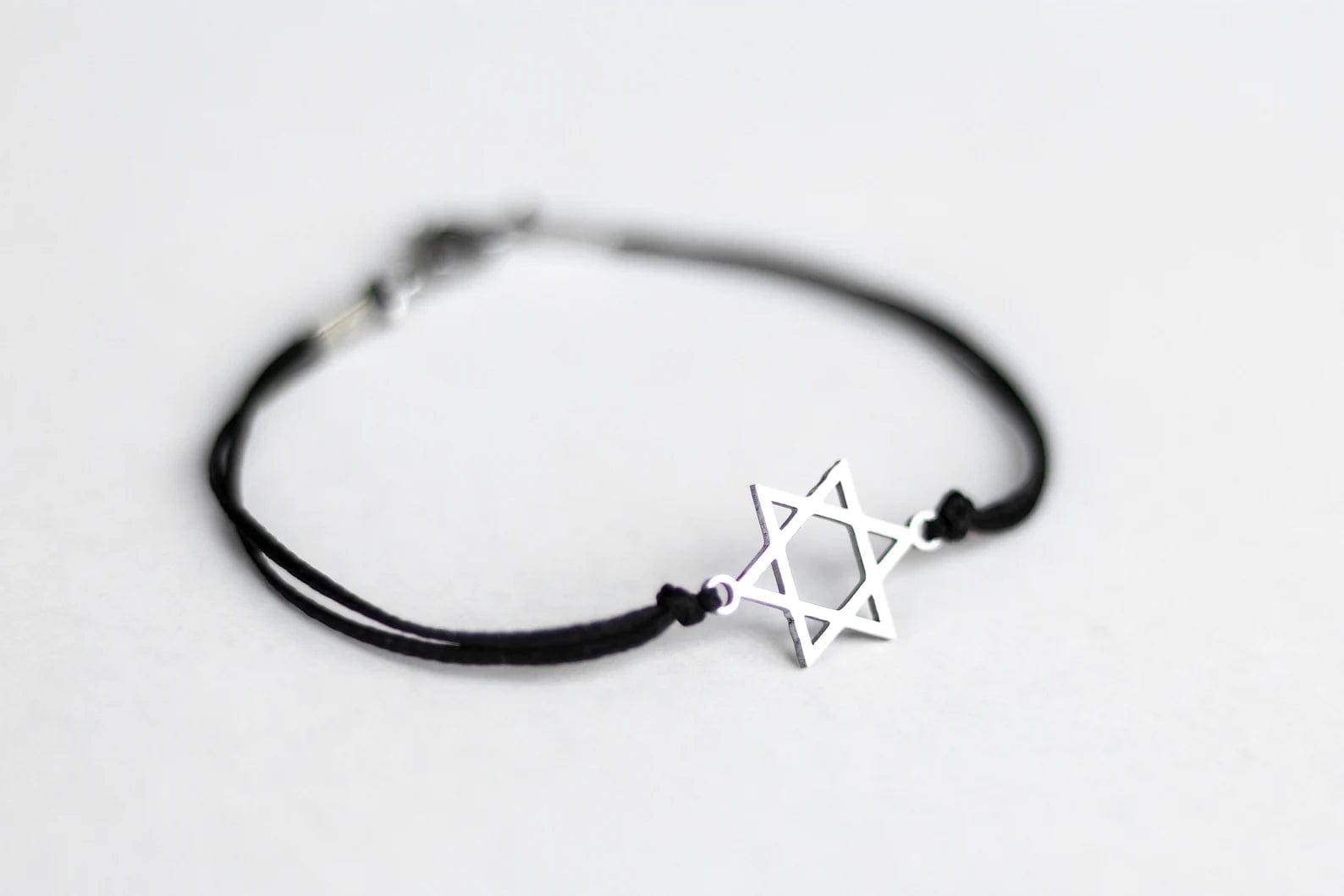 Silver Magen David Bracelet on Black Cord - 7 or 8、mySite、topwebapps