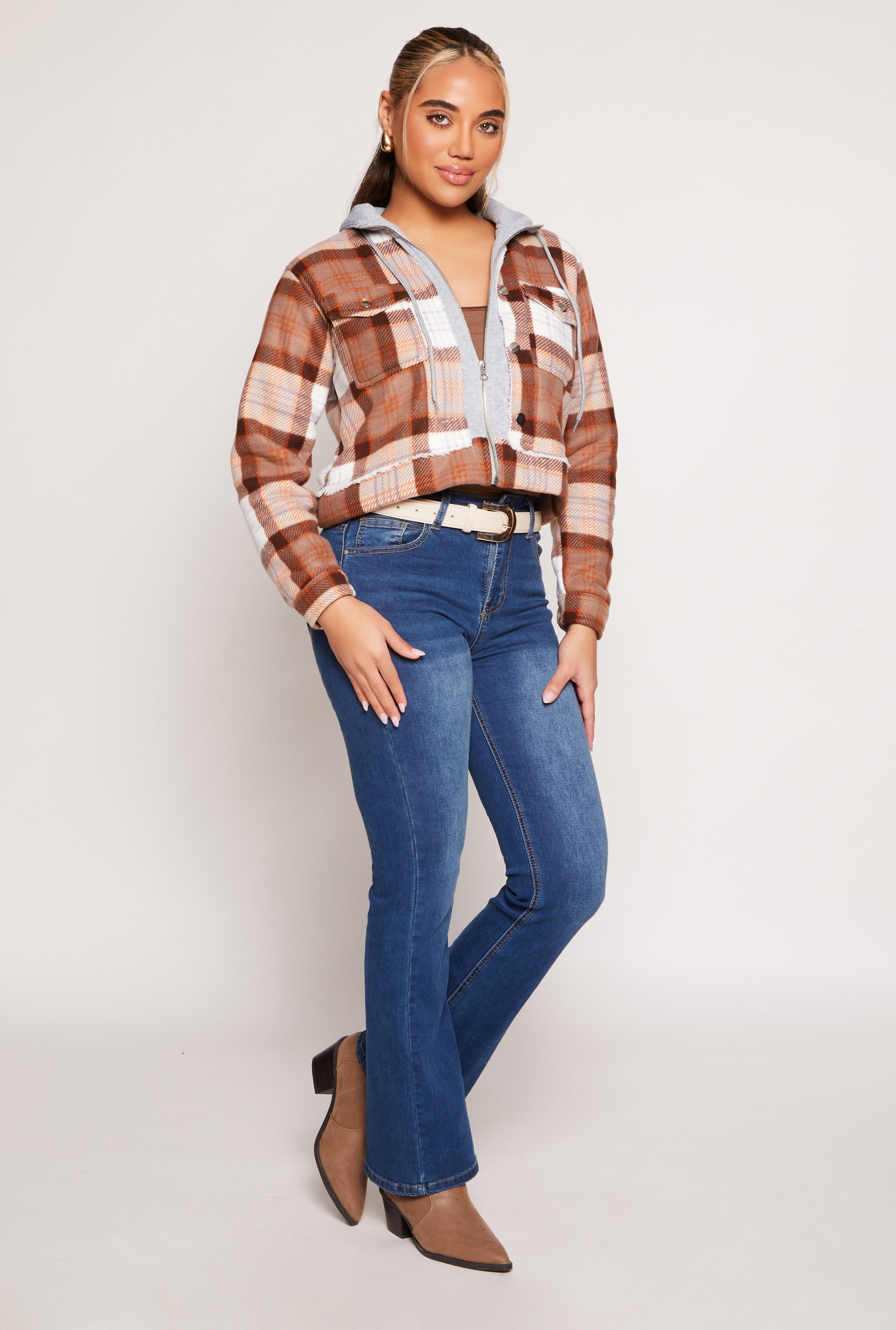 Plaid Sherpa Lined Hooded Jacket、mySite、camillekostekn