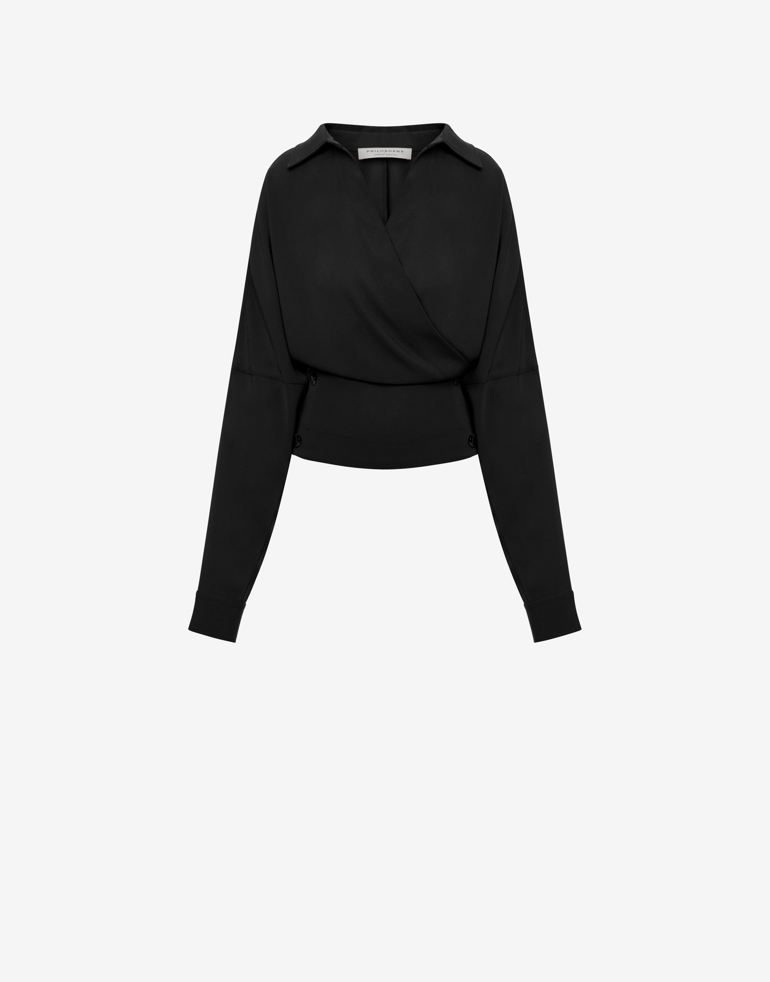 Camicia incrociata in crepe leggera、mySite、aoinhome