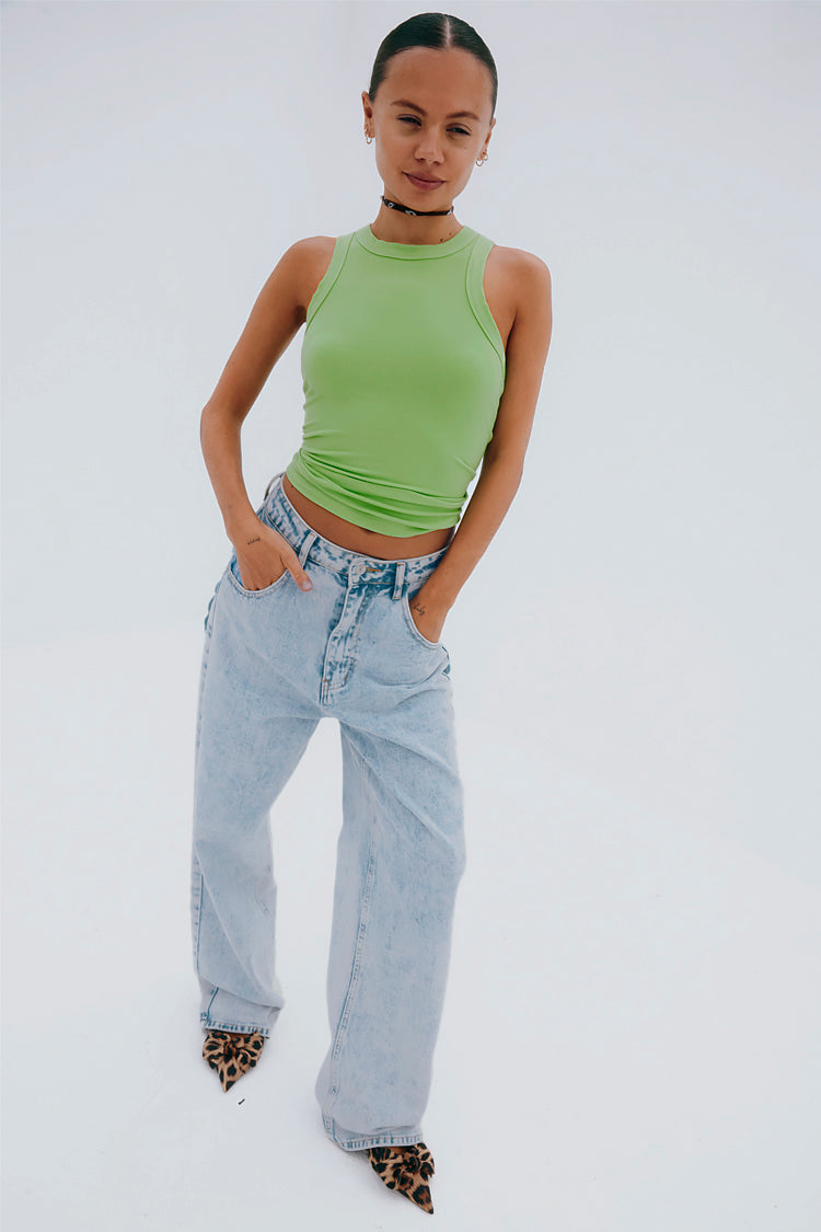 Green Ribbed Tank Top、mySite、solidvoid