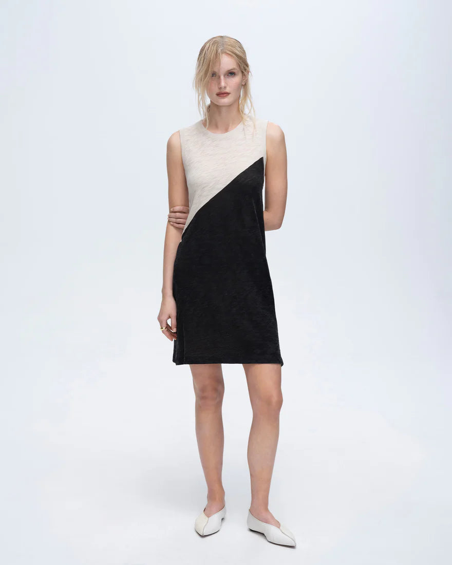 ATM Slub Jersey Sleeveless A-Line Dress with Colorblock、mySite、noshort