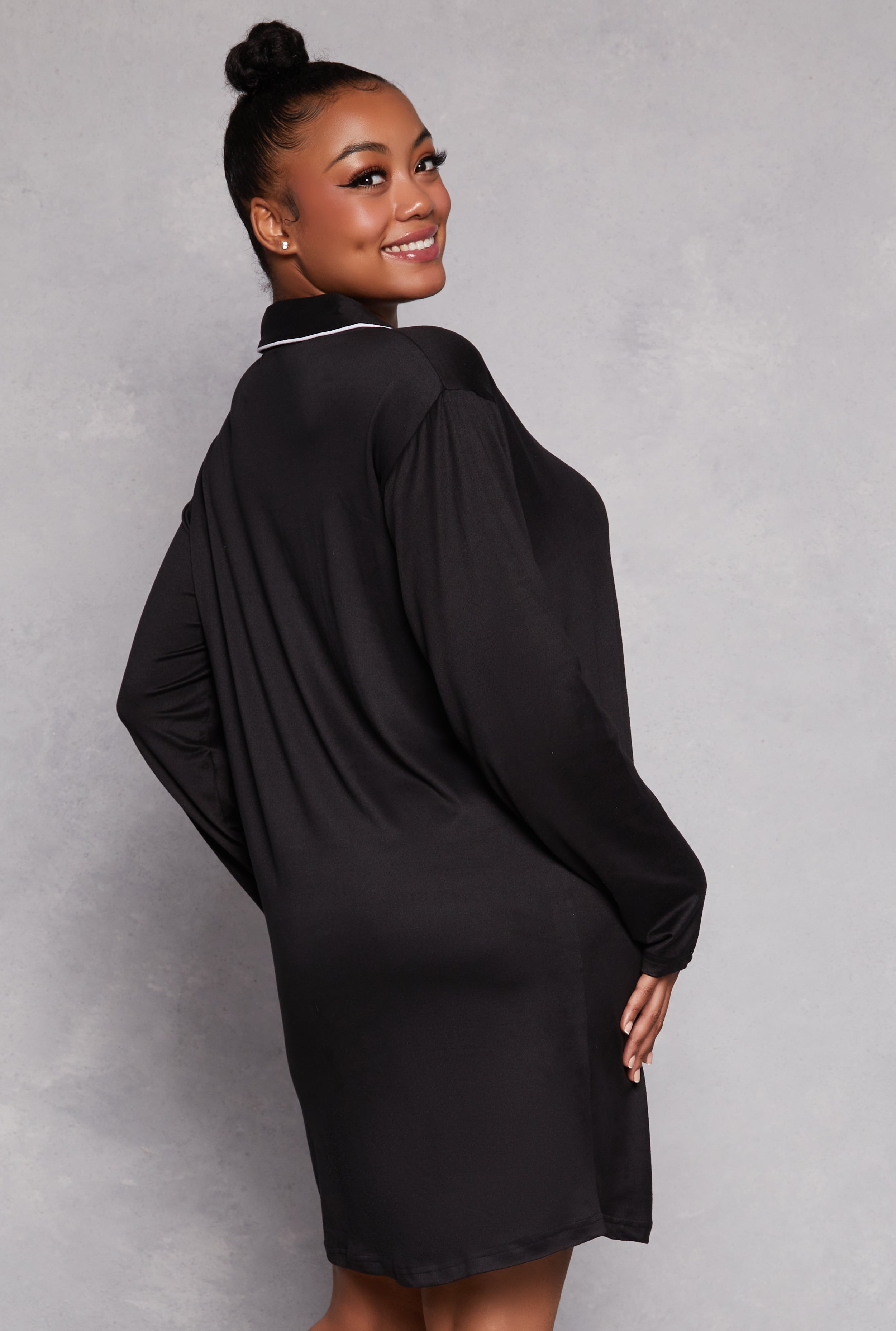 Plus Size Graphic Long Sleeve Sleep Shirt、mySite、camillekostekn