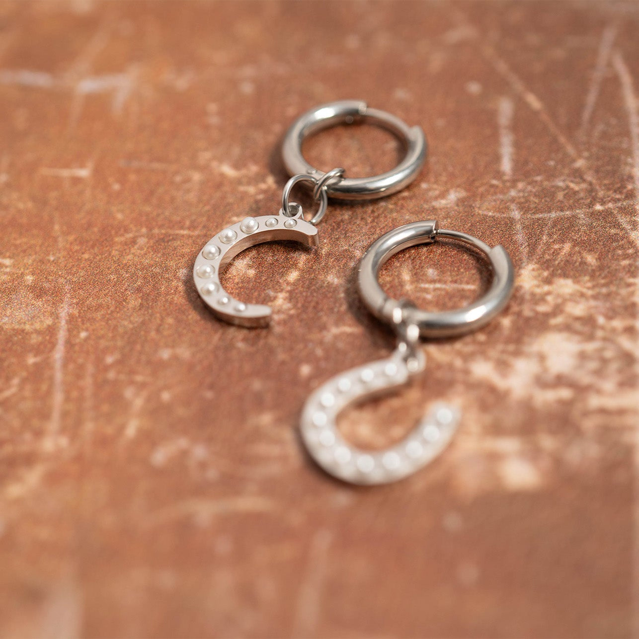 18K Gold PVD Stainless Steel Pearl Moon Charm / PDL0250、mySite、dreamappss