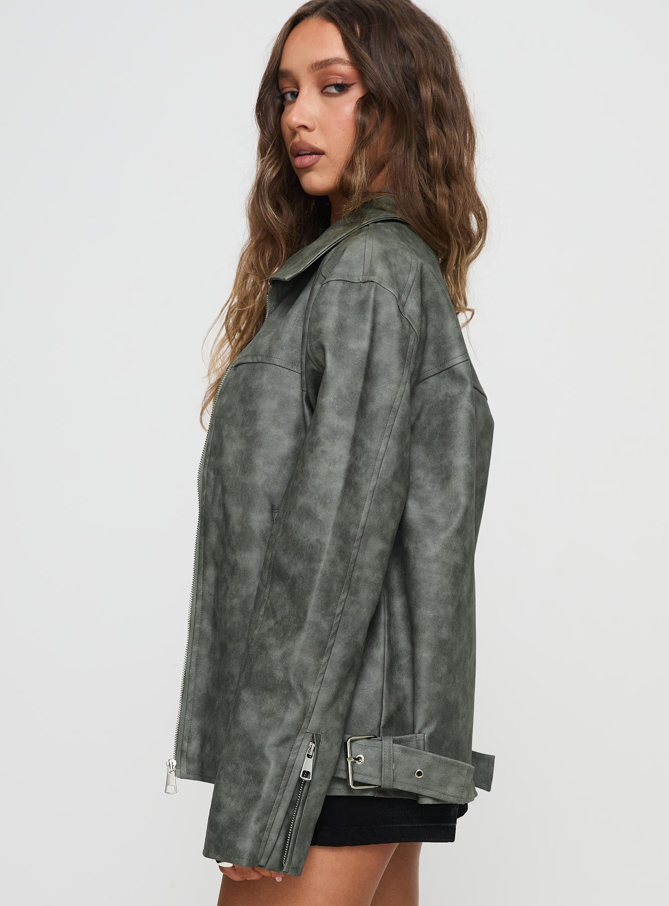 Kings Court Faux Leather Jacket Green、mySite、solidvoid