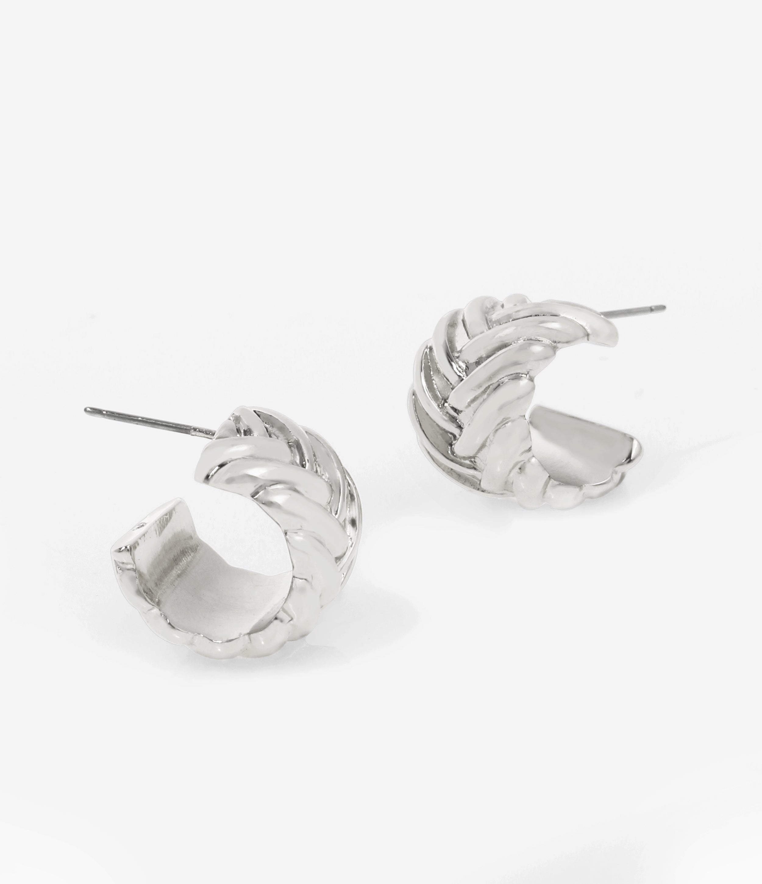 WOVEN HOOP EARRINGS GUNMETAL、mySite、dreamappss