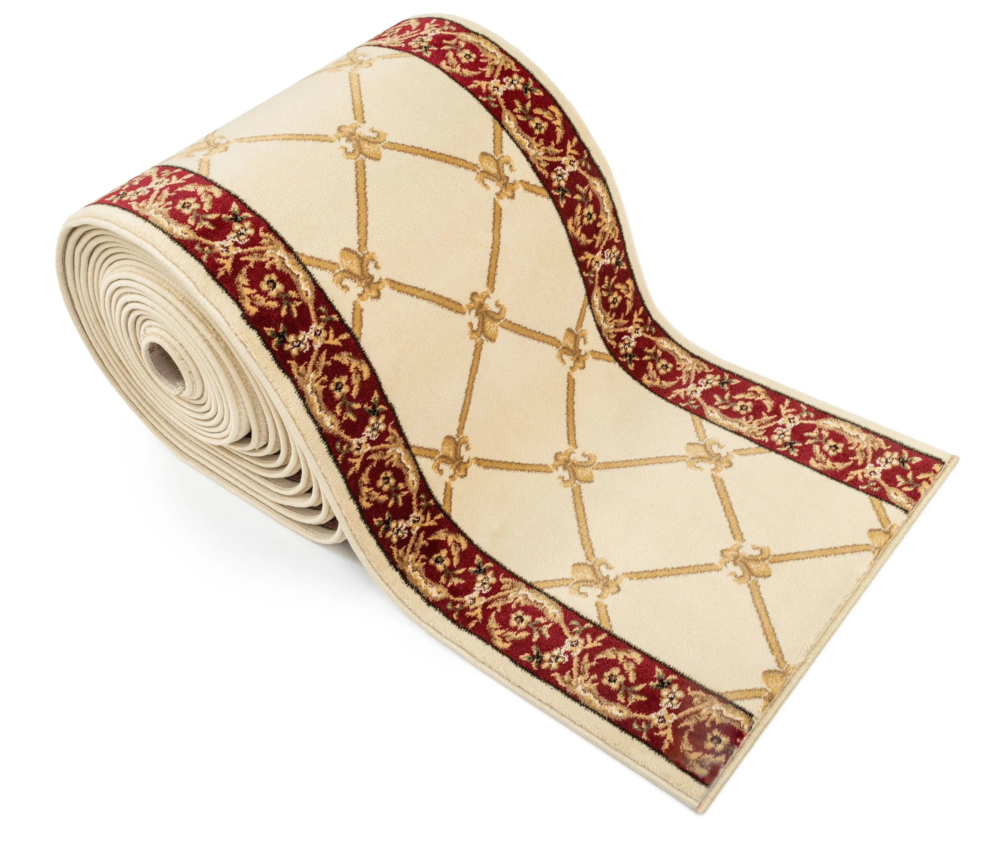 Fleur De Lis Custom Size Runner Formal Ivory Choose Your Width x Choose Your Length Hallway Runner Rug、mySite、gigharbornorthrealestate