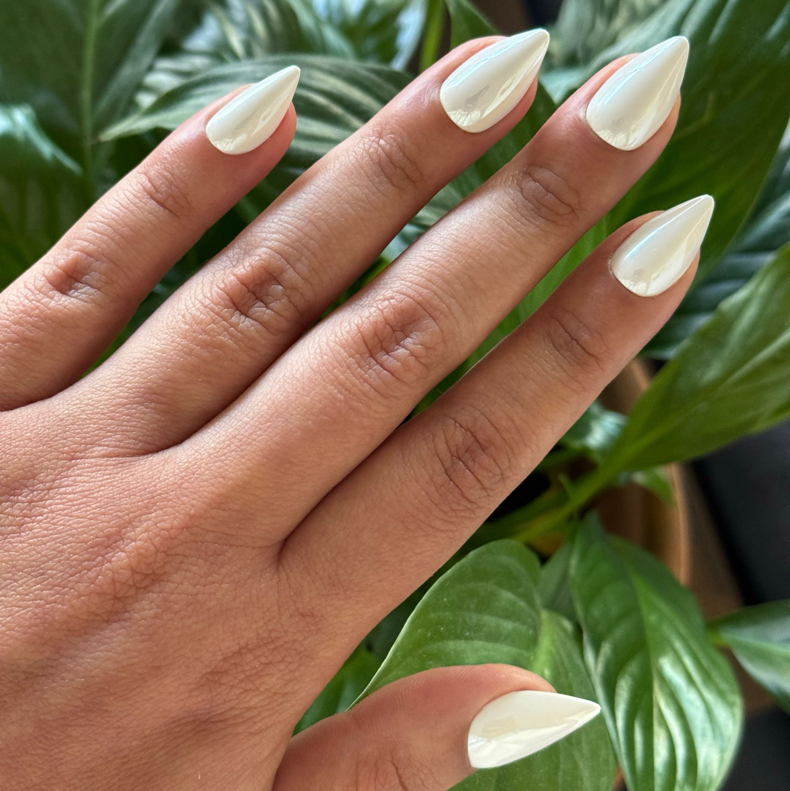 White Jelly Chrome - Press-On | Medium | Stiletto、mySite、solidvoid