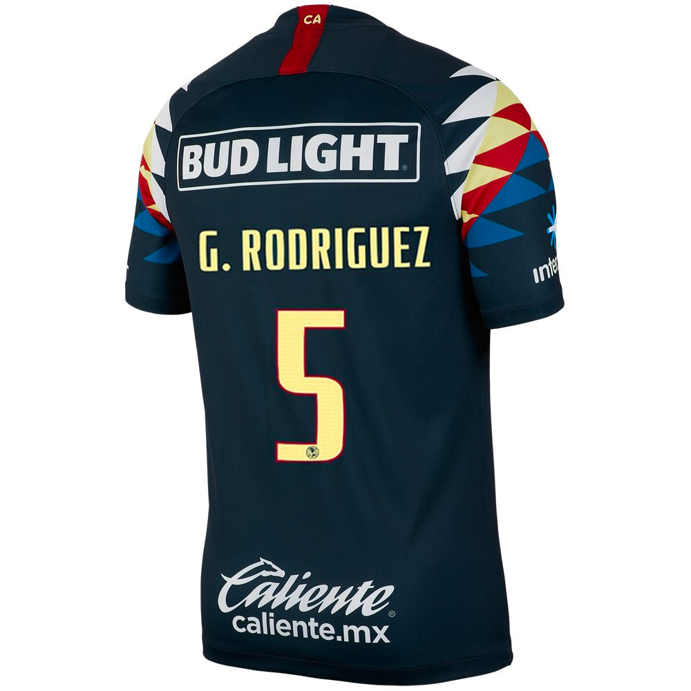 Nike Men's Club America 19/20 Guido Rodriguez Away Jersey Armory Navy/Gym Red/Lemon Chiffon、mySite、noshort