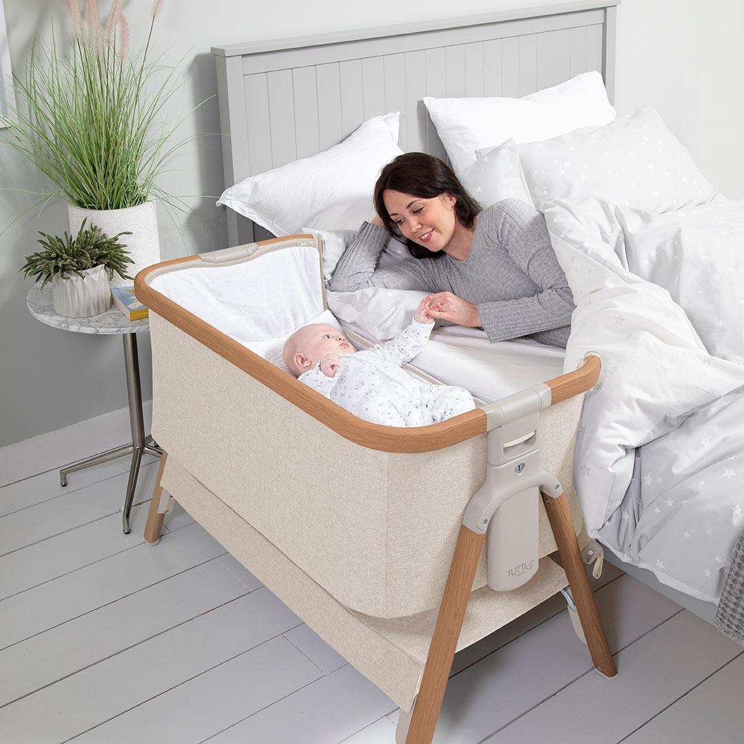  Tutti Bambini CoZee Bedside Crib - Scandinavian Walnut/Ecru、mySite、merchandisen