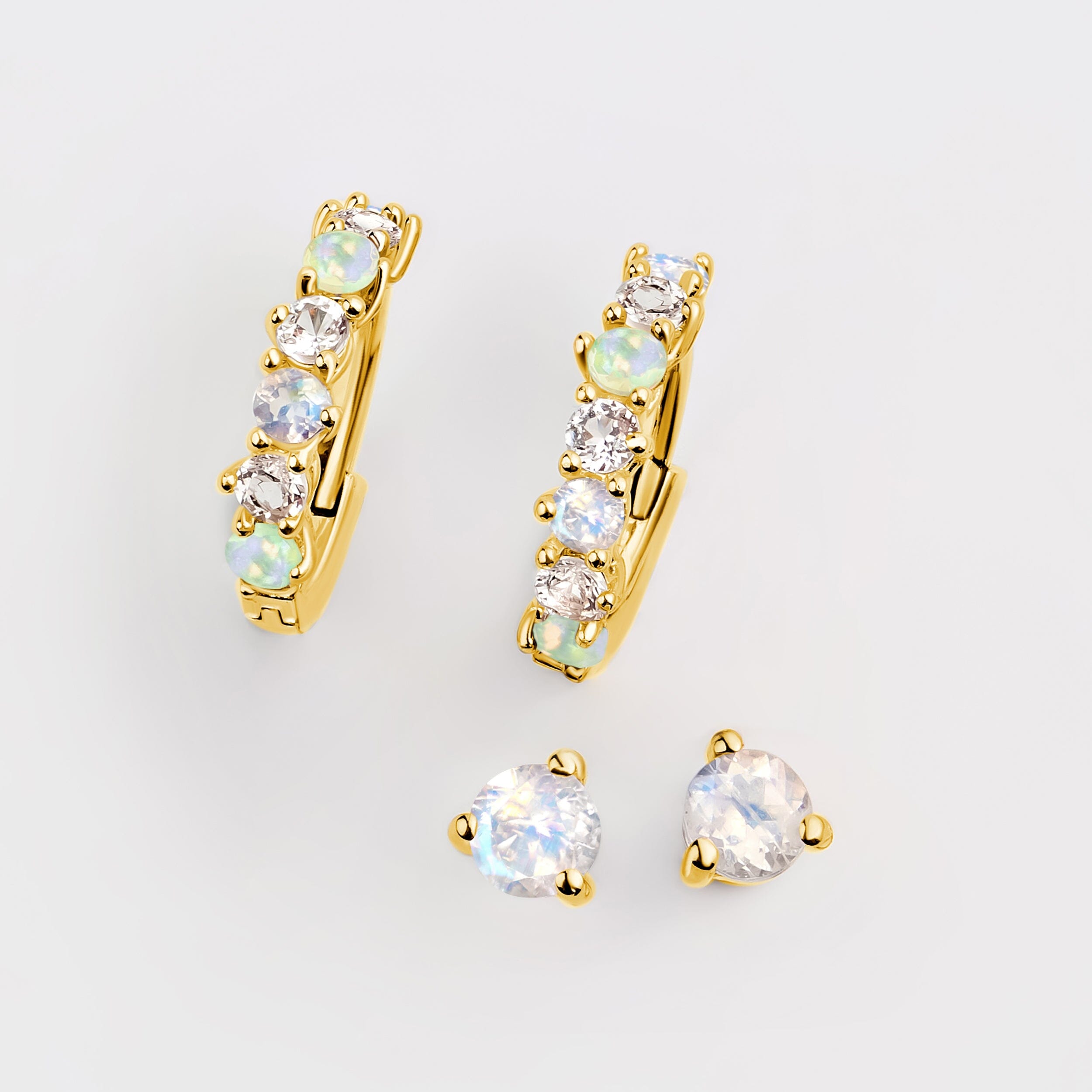 Moonstone & Opal Hoop Earring Set - High Vibes、mySite、hinf8tx79