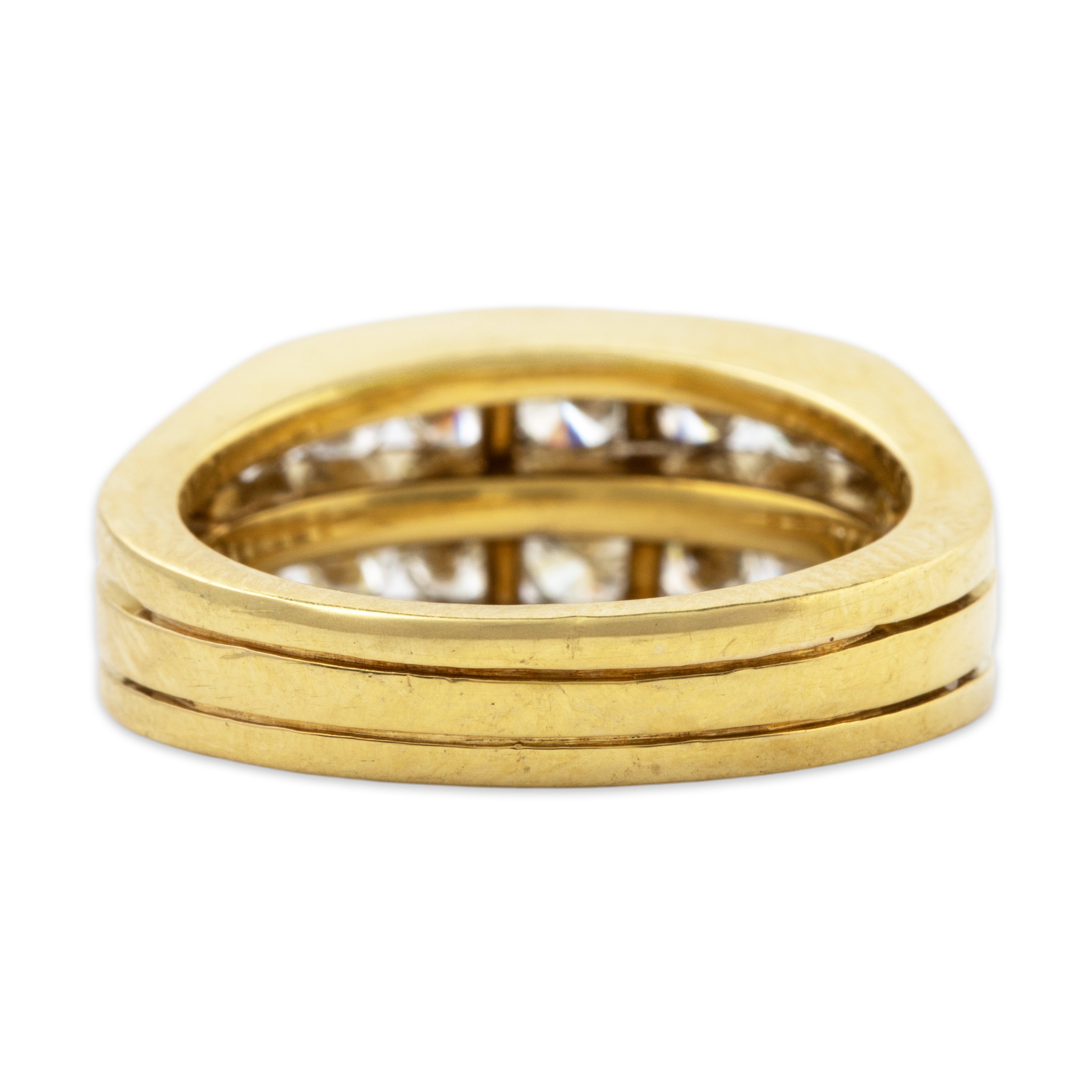 Vintage 18k Yellow Gold 1.07cttw Diamond 2 Row Signet Style Ring 6.75、mySite、hinf8tx79