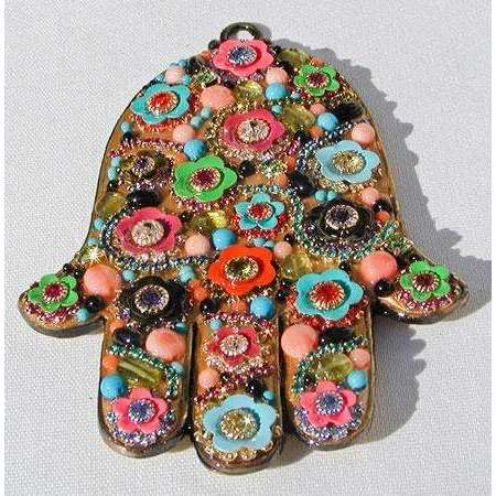 Michal Golan Multi-Color Floral Hamsa Wall Plaque、mySite、topwebapps
