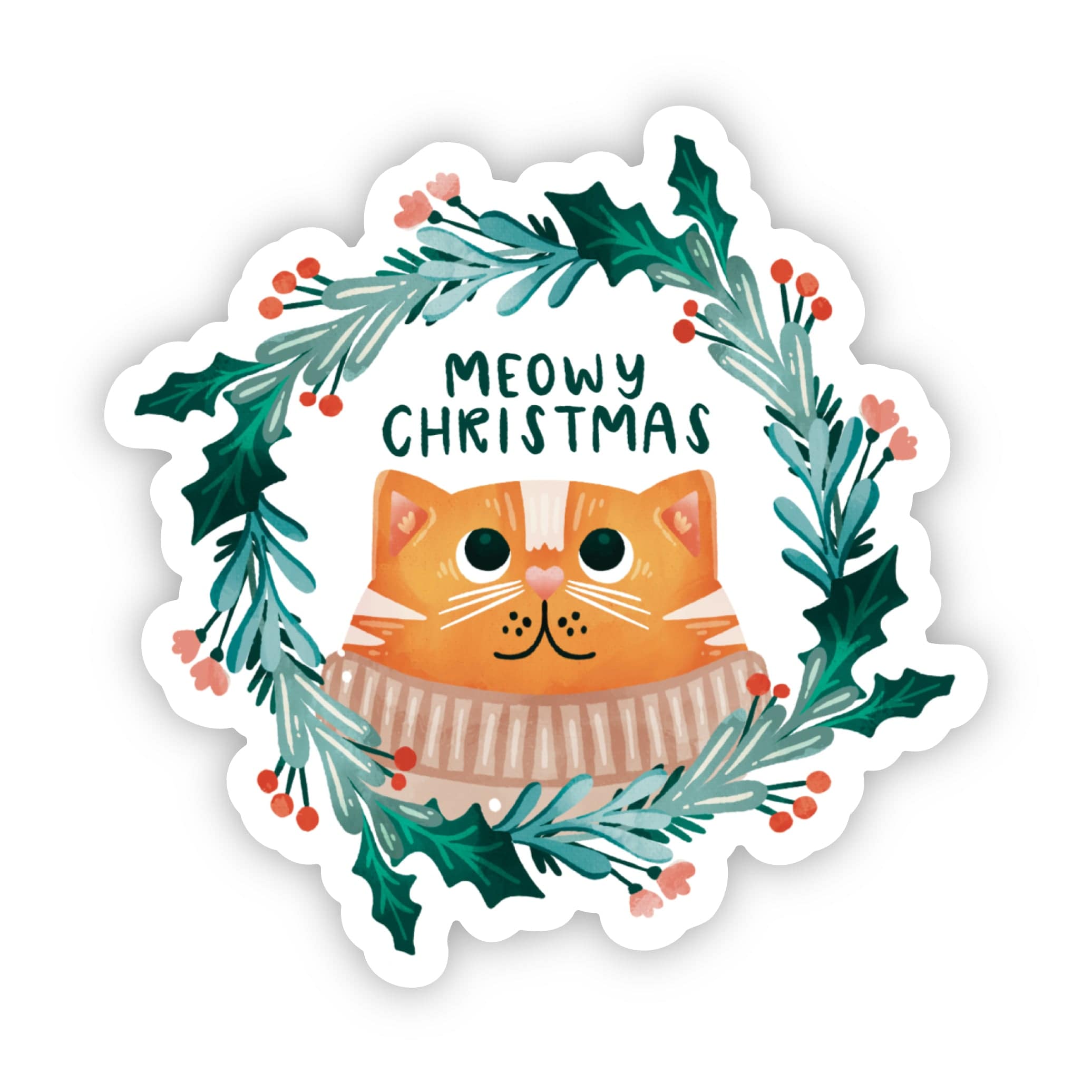  Meowy Christmas Cute Cat Sticker、mySite、ghnorth