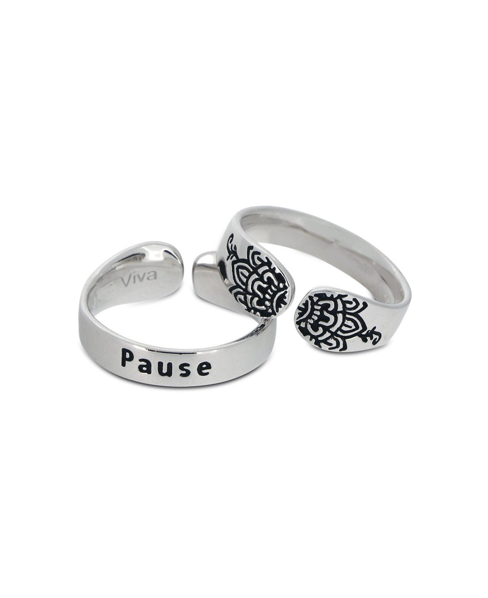Pause Mindful Sterling Silver Adjustable Ring、mySite、topwebapps