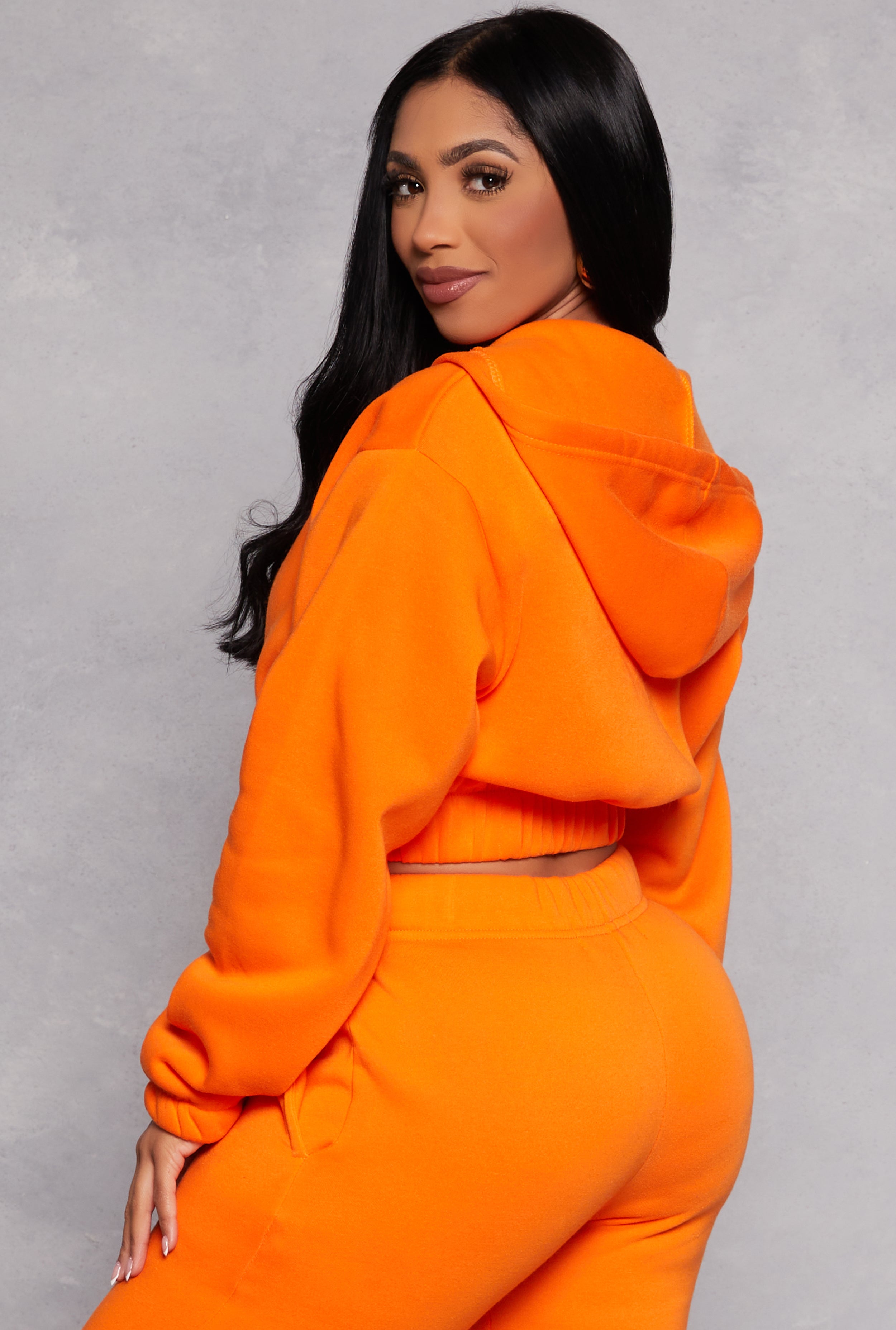 Zip Front Hooded Cropped Sweatshirt、mySite、camillekostekn