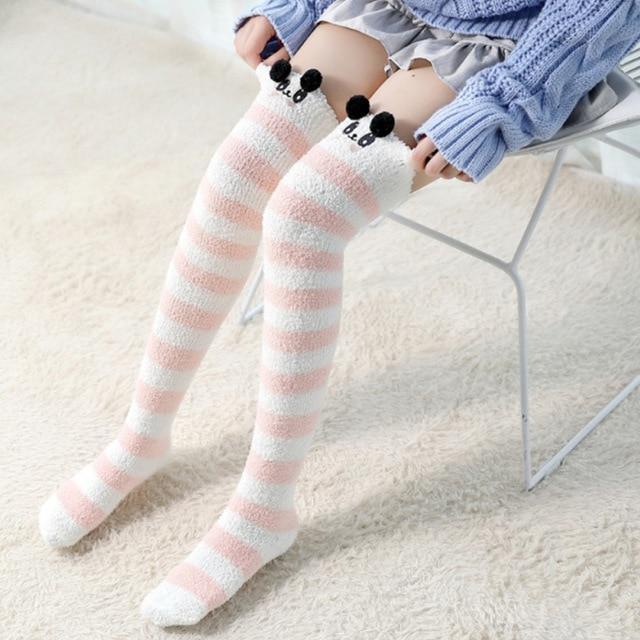 Thigh High Fuzzy Plush Socks, Leggings Adorable Animals to Keep Legs Warm! *、mySite、g9winljtr