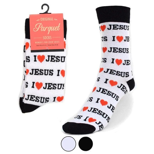 I Love Jesus or Bible Faith Inspired Christian Crew Socks for Men or Women、mySite、g9winljtr
