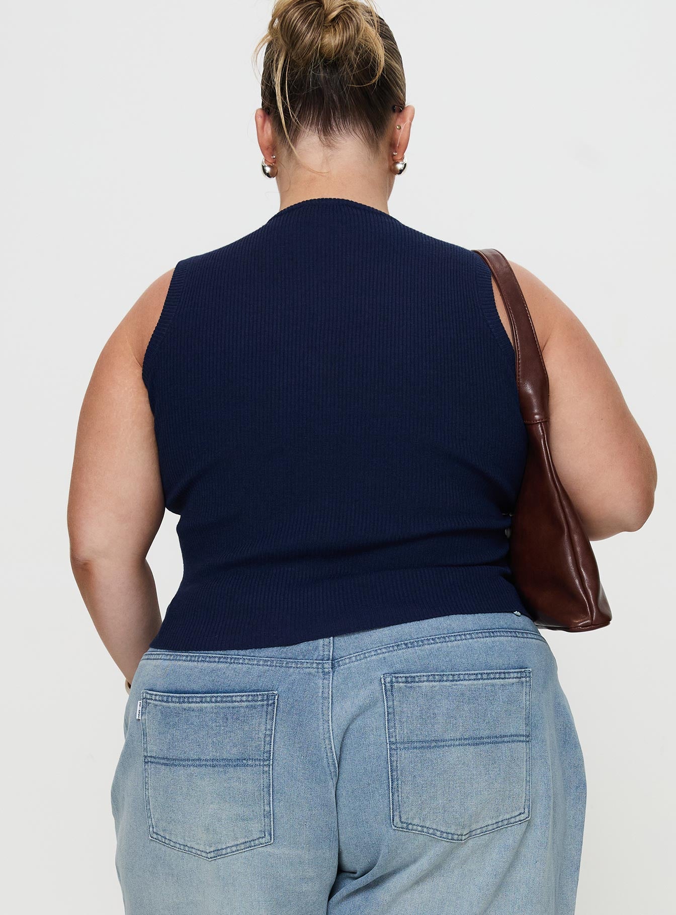 Suzu Sleeveless Knit Top Navy Curve、mySite、solidvoid