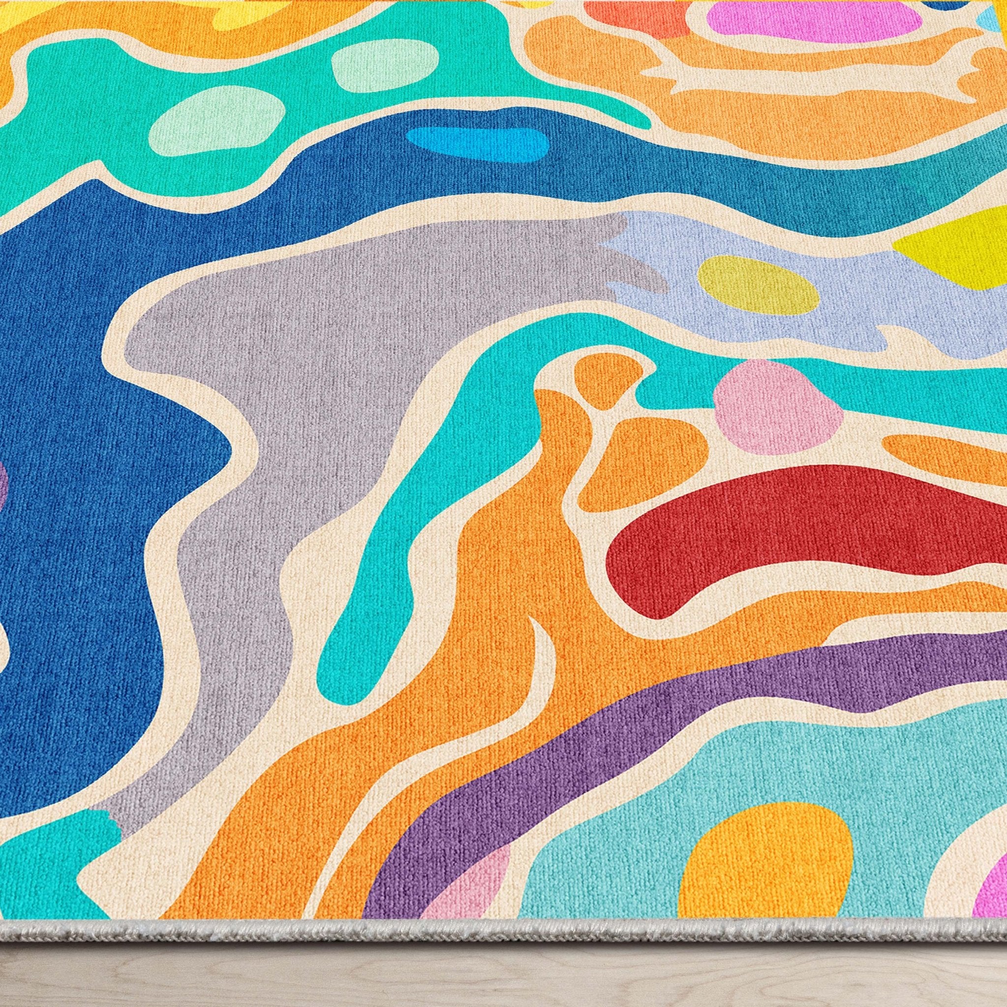 Crayola Modern Whimsy Waves Color Mix Multi-Color Area Rug By Well Woven、mySite、gigharbornorthrealestate